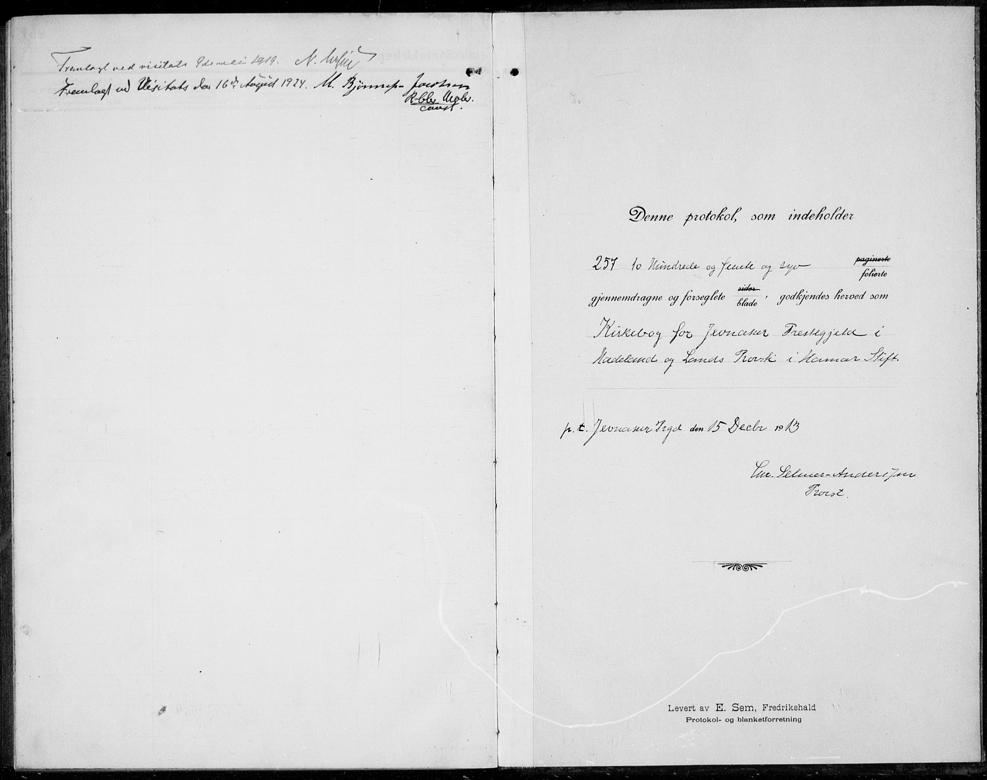 Jevnaker prestekontor, SAH/PREST-116/H/Ha/Haa/L0012: Ministerialbok nr. 12, 1914-1924