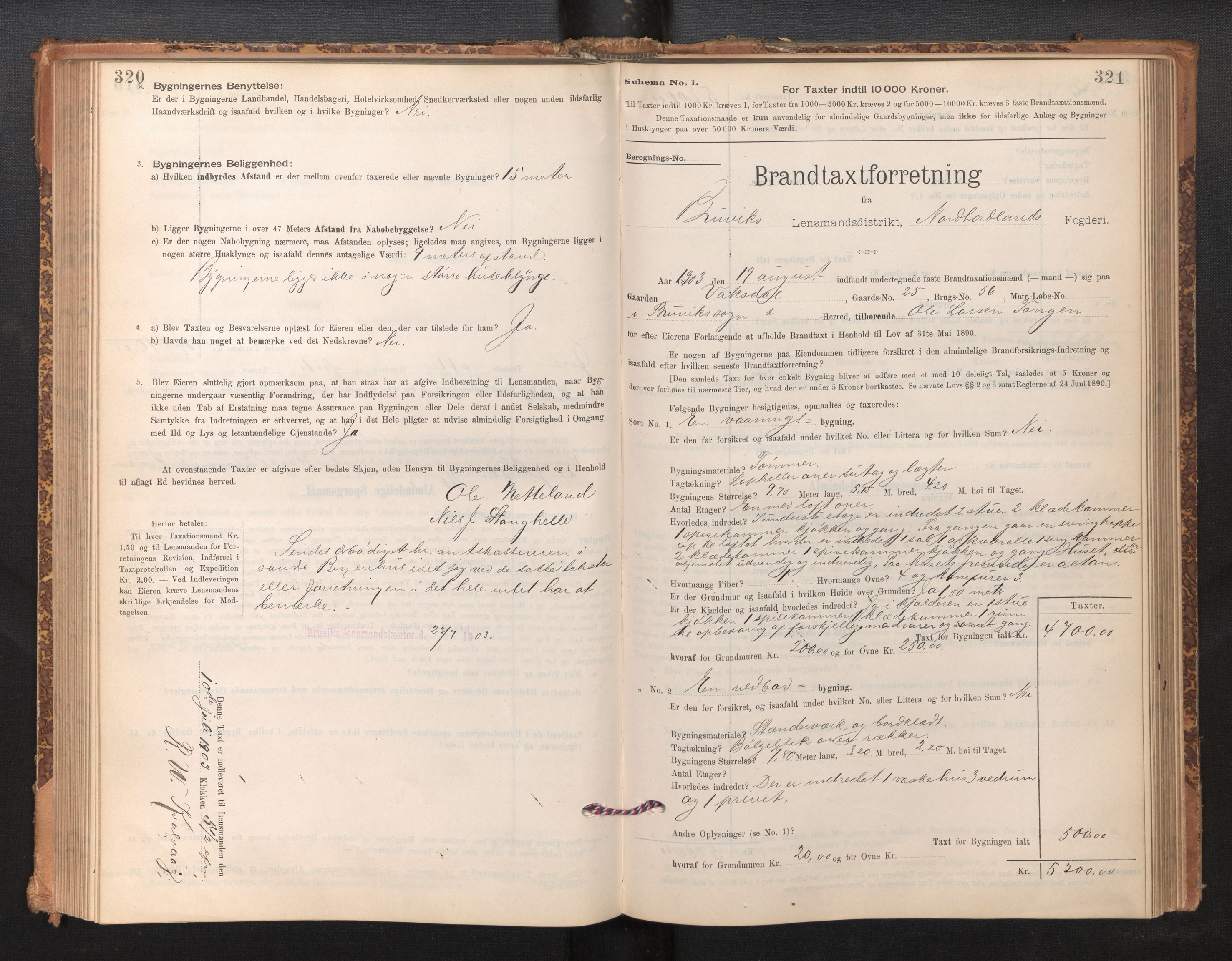 Lensmannen i Bruvik, AV/SAB-A-31301/0012/L0006: Branntakstprotokoll, skjematakst, 1894-1906, s. 320-321