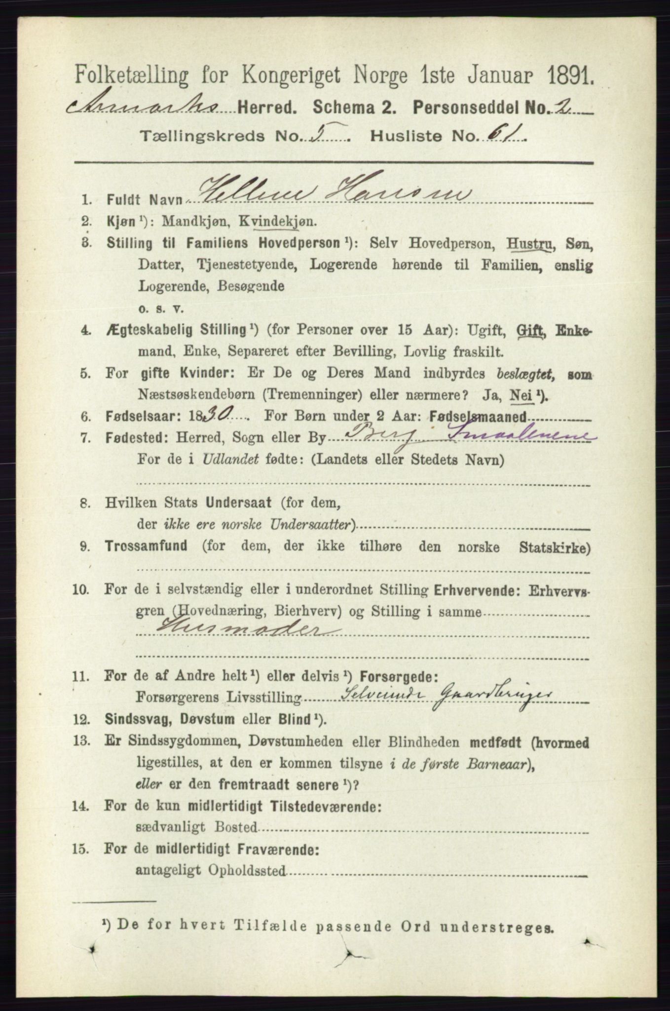 RA, Folketelling 1891 for 0118 Aremark herred, 1891, s. 2814