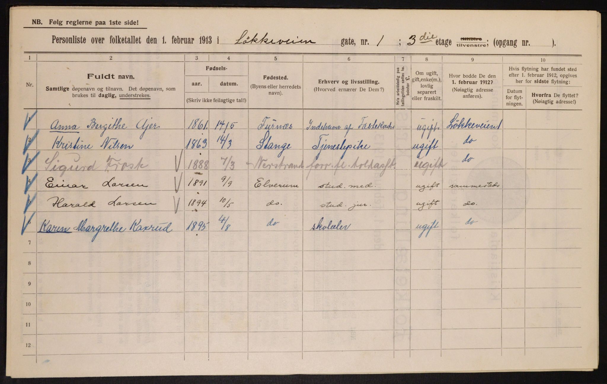 OBA, Kommunal folketelling 1.2.1913 for Kristiania, 1913, s. 58432