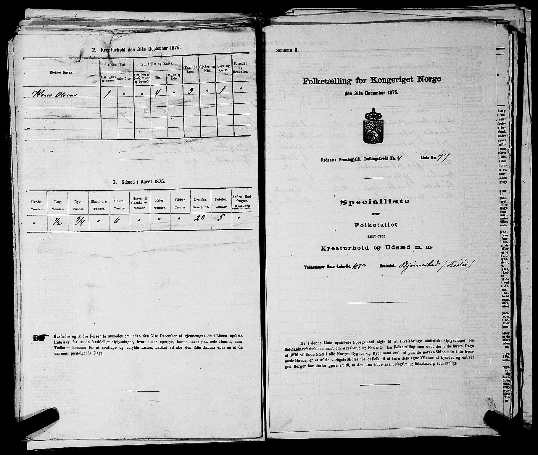 RA, Folketelling 1875 for 0120P Rødenes prestegjeld, 1875, s. 661