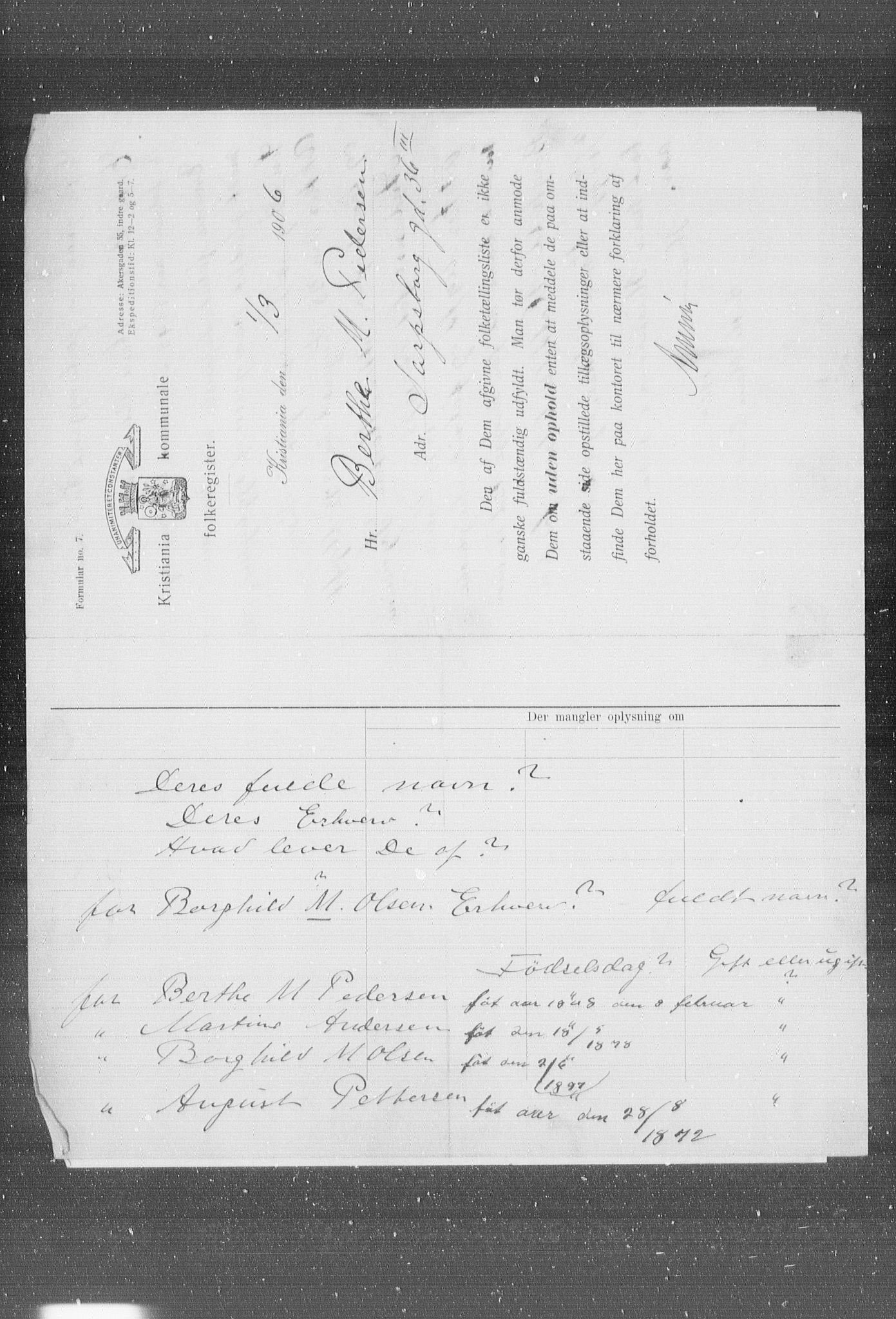 OBA, Kommunal folketelling 31.12.1905 for Kristiania kjøpstad, 1905, s. 46396