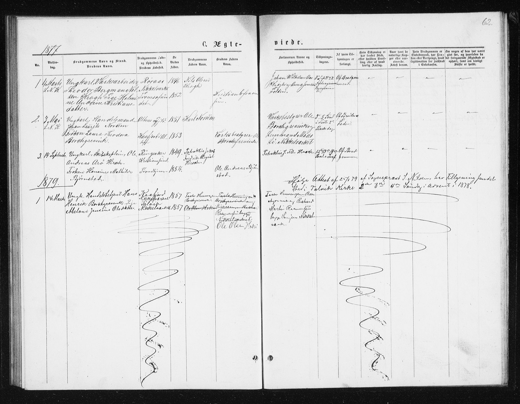Berg sokneprestkontor, SATØ/S-1318/G/Ga/Gab/L0016klokker: Klokkerbok nr. 16, 1877-1880, s. 62
