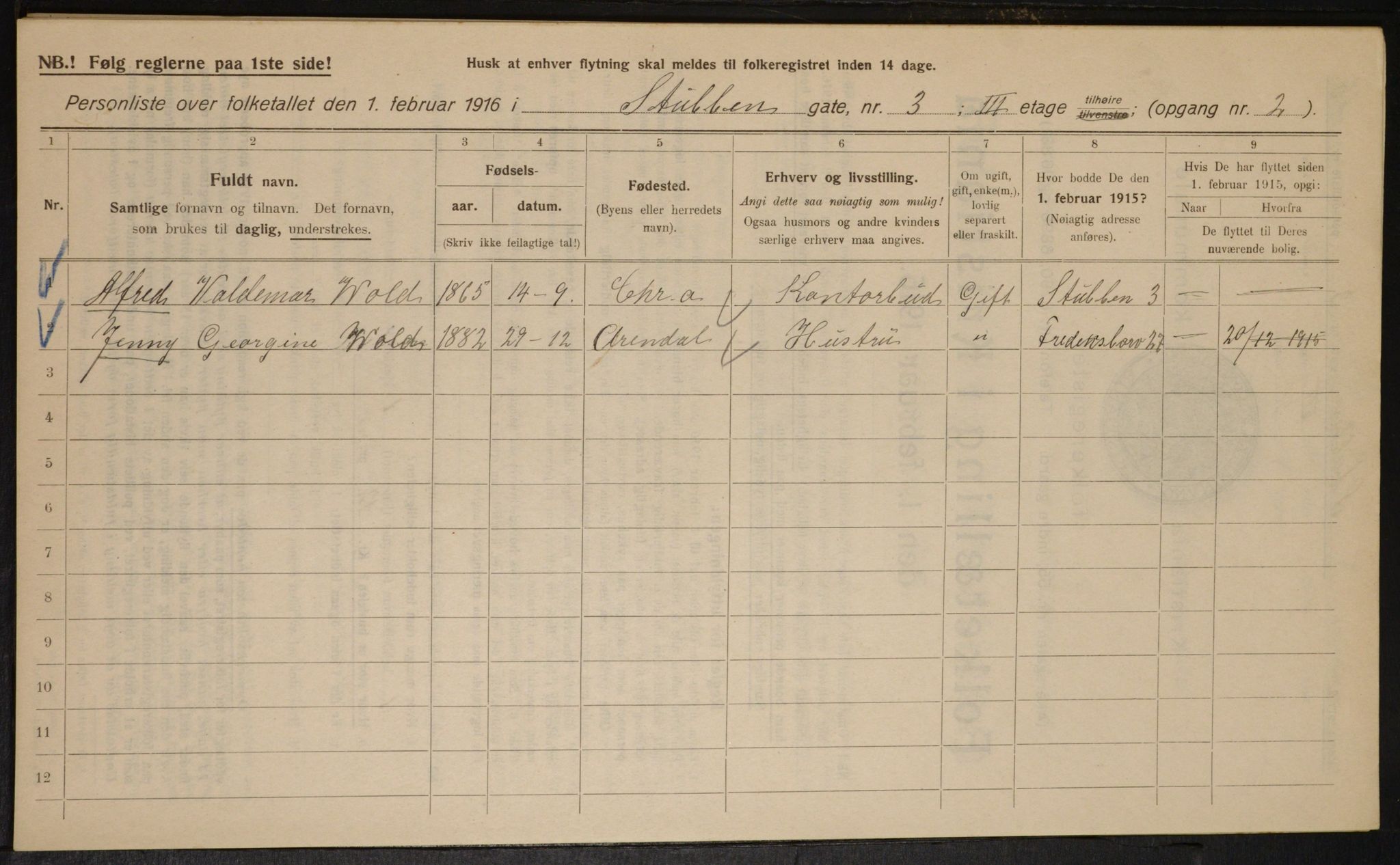 OBA, Kommunal folketelling 1.2.1916 for Kristiania, 1916, s. 107227