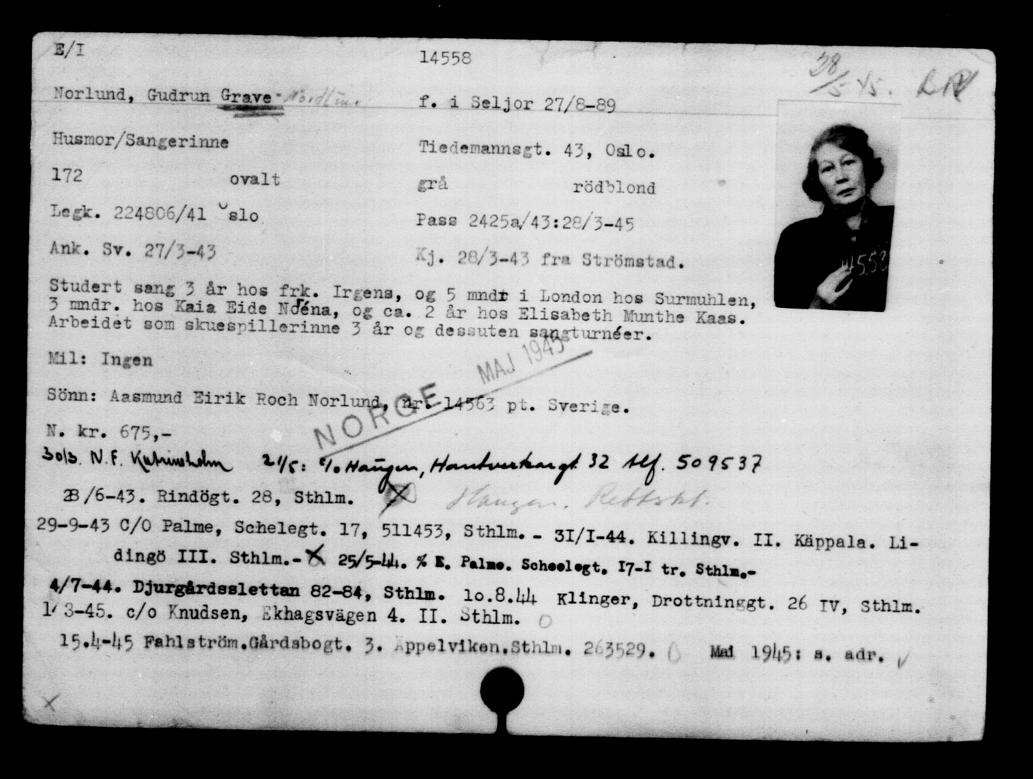 Den Kgl. Norske Legasjons Flyktningskontor, AV/RA-S-6753/V/Va/L0007: Kjesäterkartoteket.  Flyktningenr. 12700-15723, 1940-1945, s. 2147