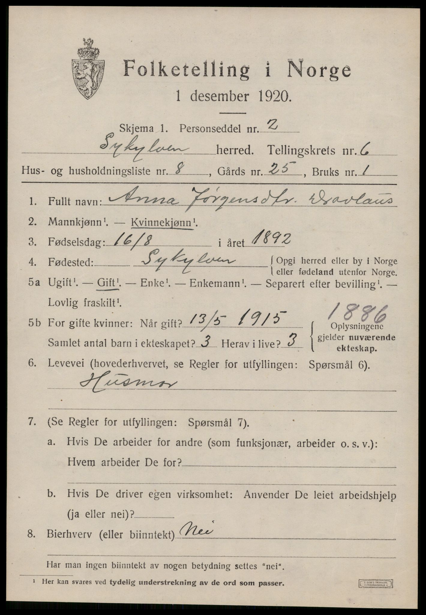 SAT, Folketelling 1920 for 1528 Sykkylven herred, 1920, s. 3721