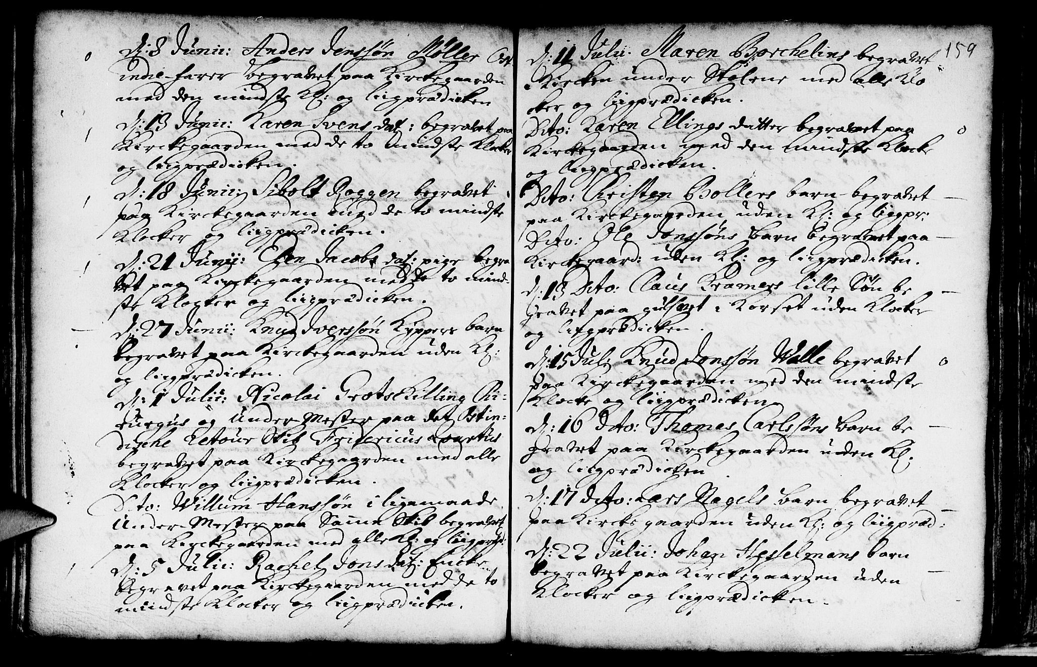 Nykirken Sokneprestembete, AV/SAB-A-77101/H/Haa/L0009: Ministerialbok nr. A 9, 1689-1759, s. 159