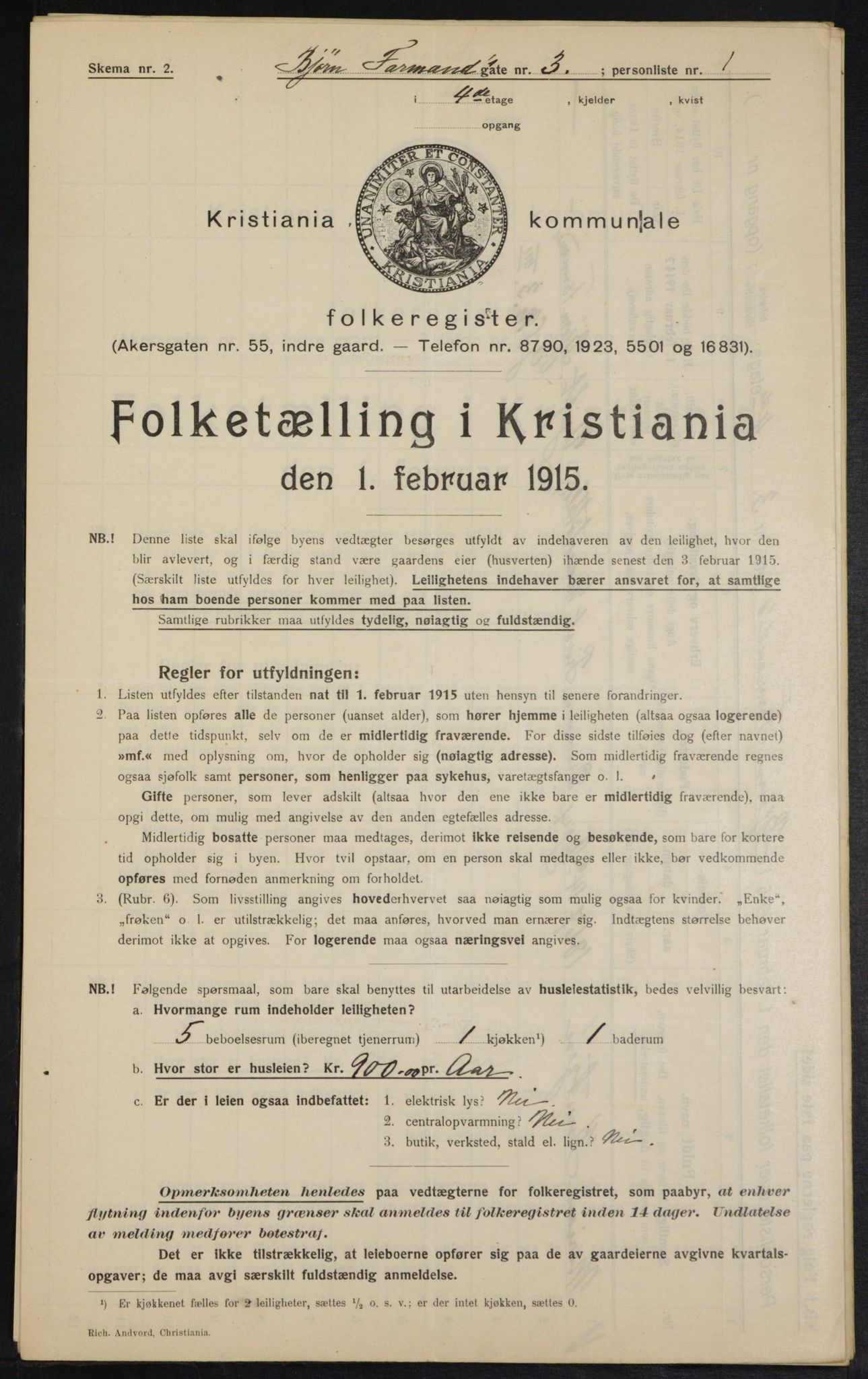 OBA, Kommunal folketelling 1.2.1915 for Kristiania, 1915, s. 6622