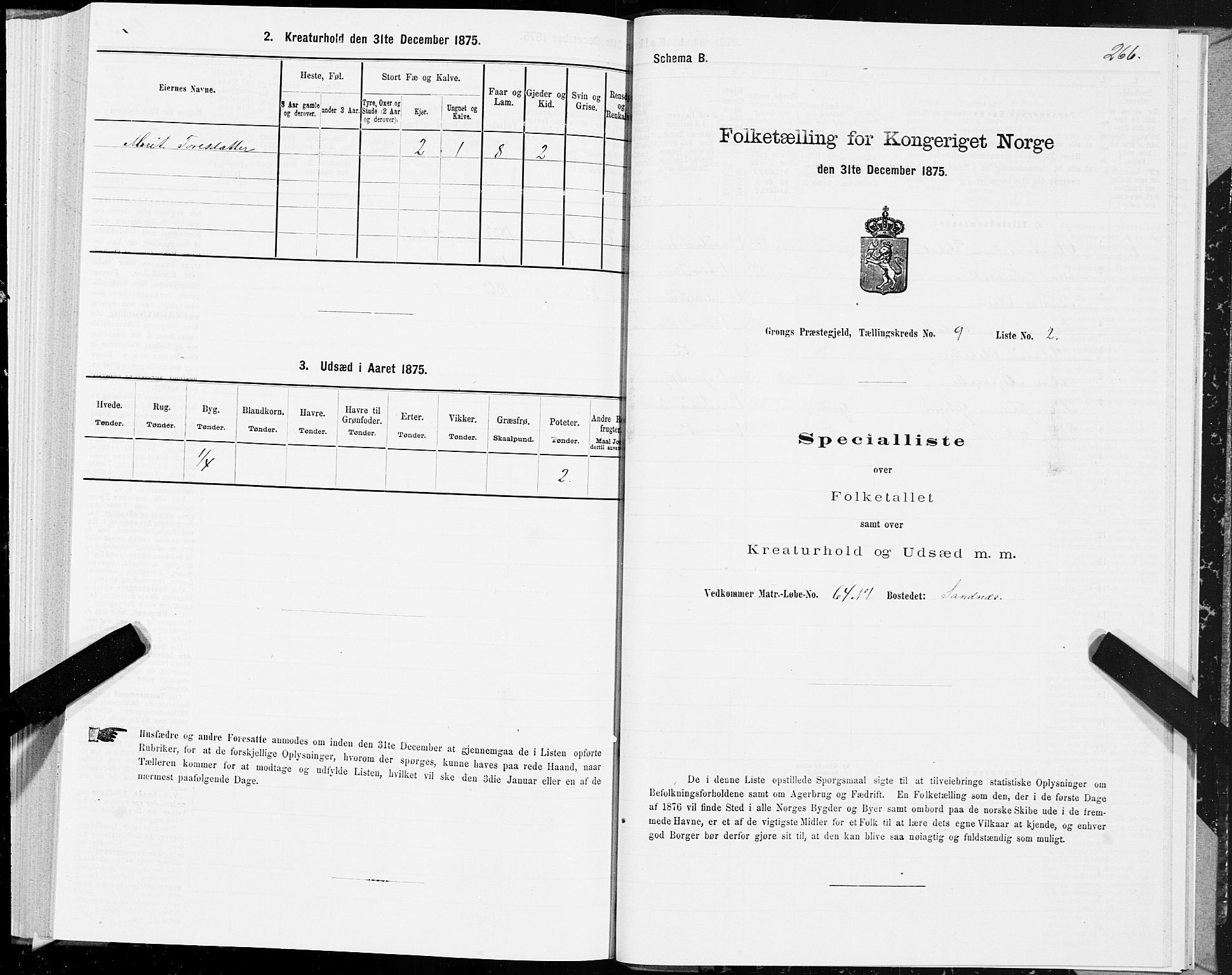 SAT, Folketelling 1875 for 1742P Grong prestegjeld, 1875, s. 4266