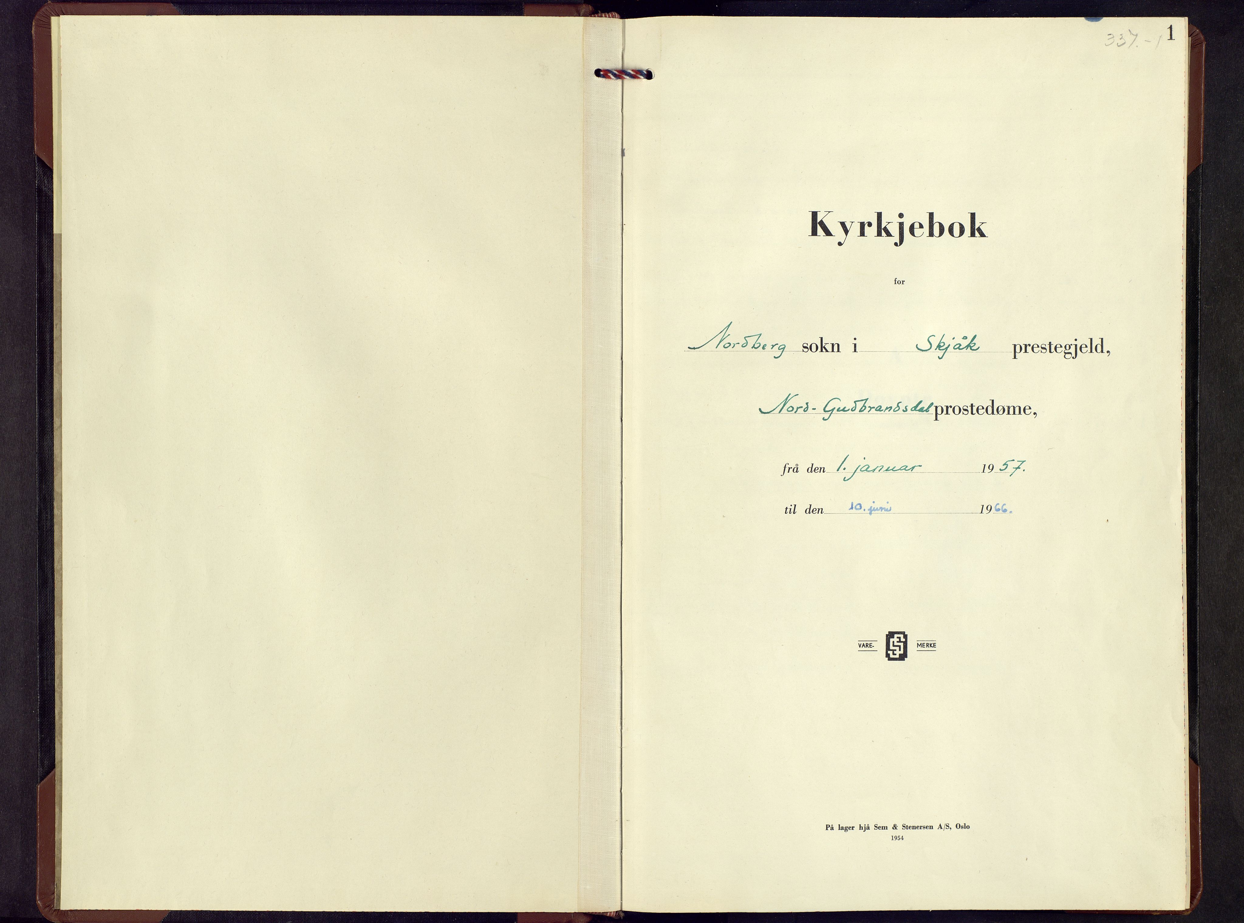 Skjåk prestekontor, AV/SAH-PREST-072/H/Ha/Hab/L0009: Klokkerbok nr. 9, 1957-1966, s. 1