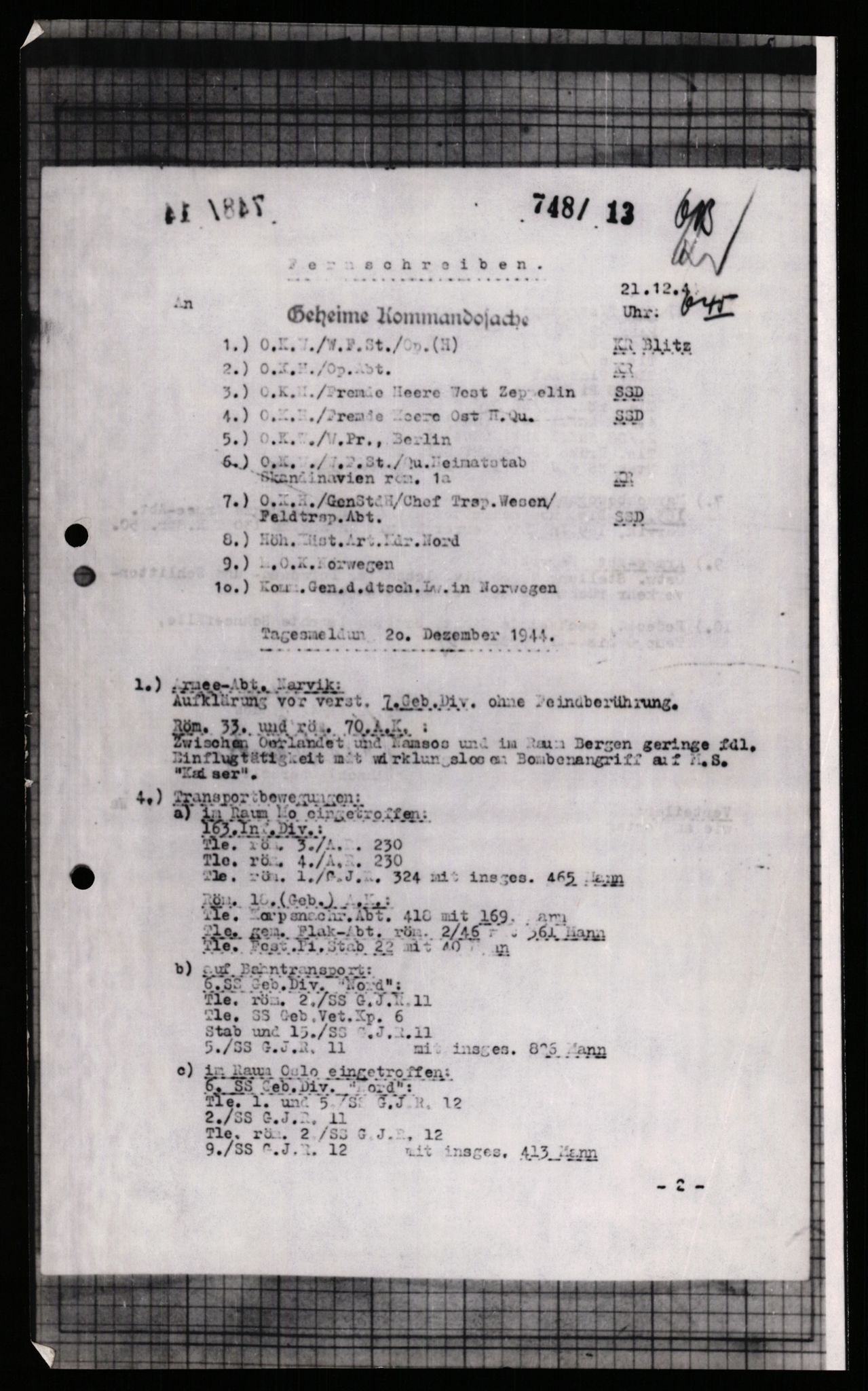 Forsvarets Overkommando. 2 kontor. Arkiv 11.4. Spredte tyske arkivsaker, AV/RA-RAFA-7031/D/Dar/Dara/L0005: Krigsdagbøker for 20. Gebirgs-Armee-Oberkommando (AOK 20), 1942-1944, s. 373
