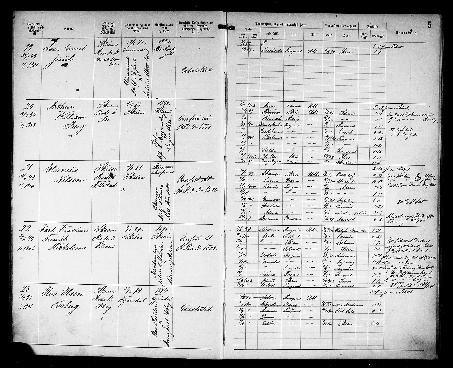 Skien innrulleringskontor, AV/SAKO-A-832/F/Fc/L0005: Annotasjonsrulle, 1899, s. 7