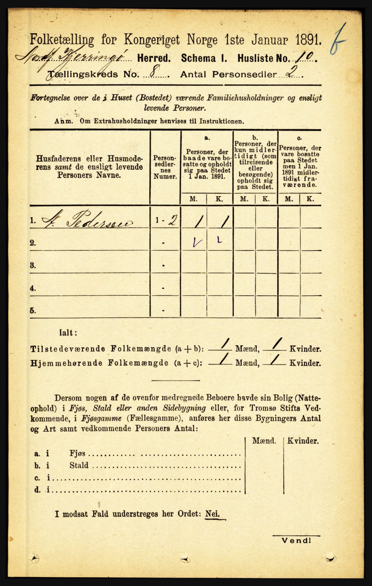 RA, Folketelling 1891 for 1846 Nordfold-Kjerringøy herred, 1891, s. 1925