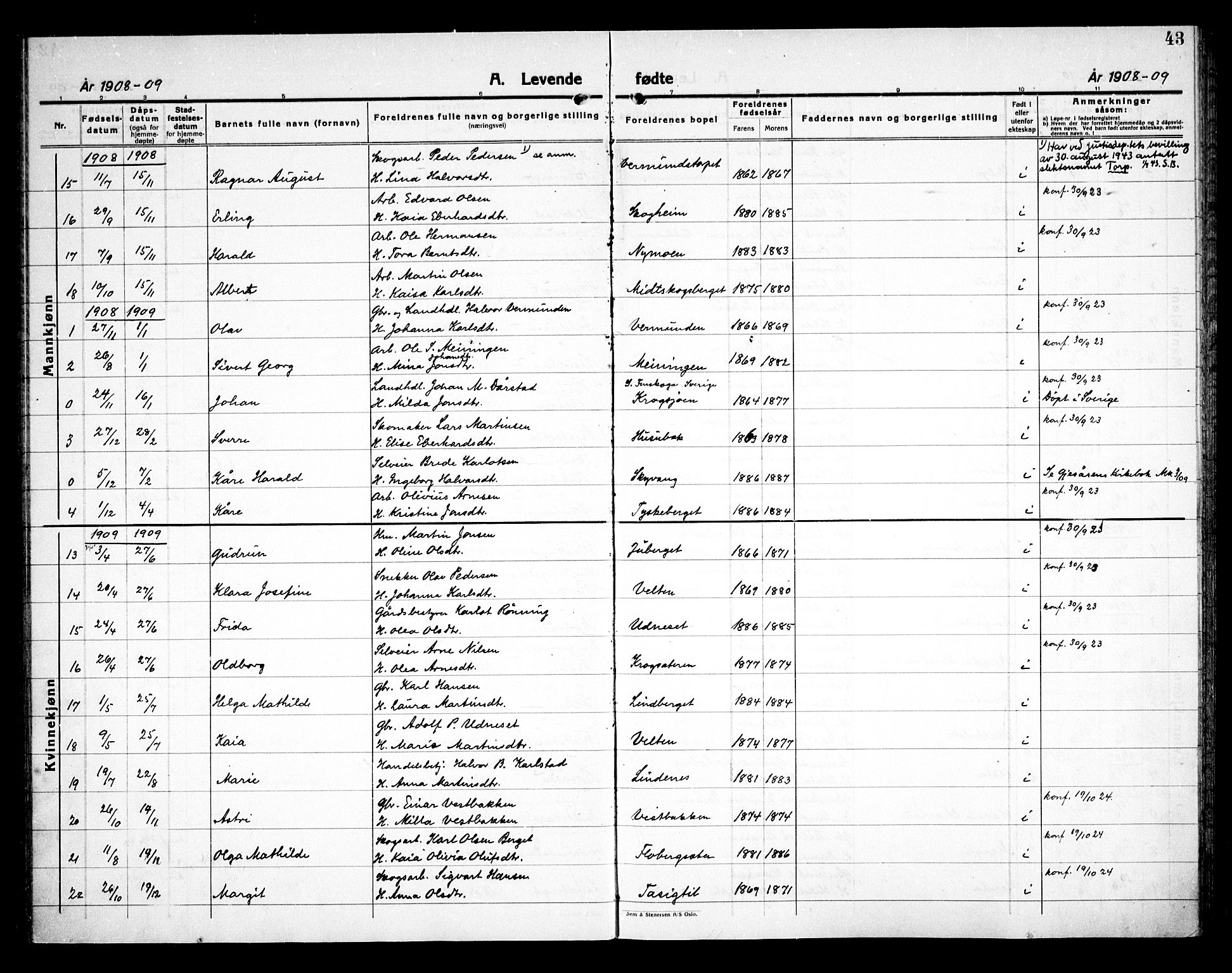 Åsnes prestekontor, AV/SAH-PREST-042/H/Ha/Haa/L0000E: Ministerialbok nr. 0C, 1890-1929, s. 43