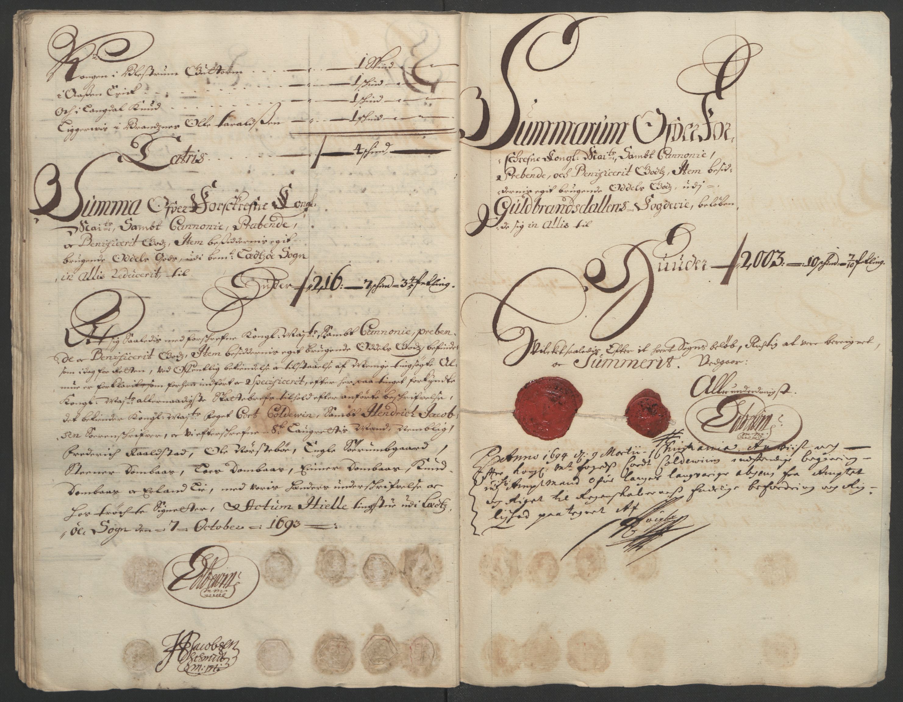 Rentekammeret inntil 1814, Reviderte regnskaper, Fogderegnskap, AV/RA-EA-4092/R17/L1167: Fogderegnskap Gudbrandsdal, 1693, s. 312