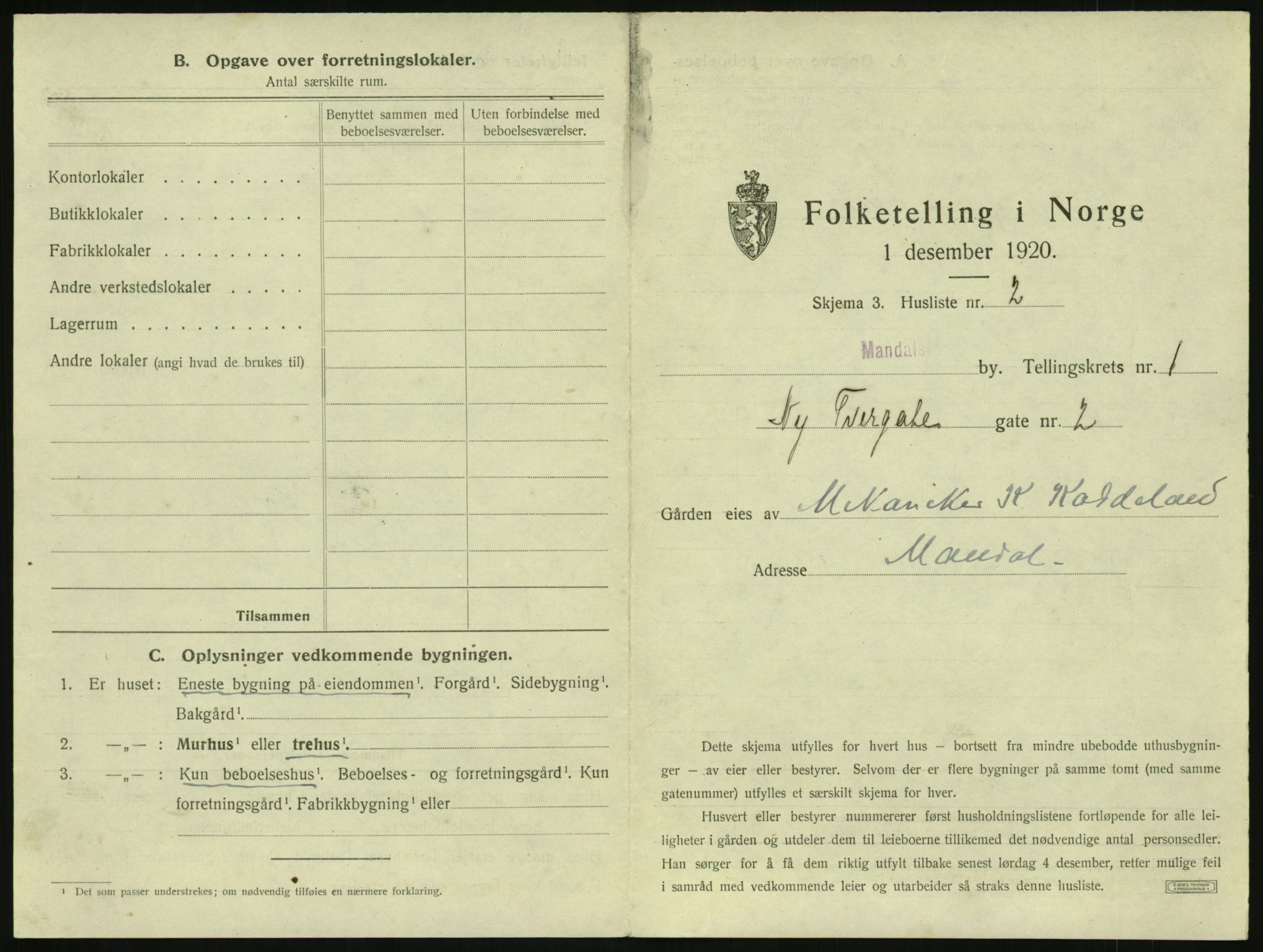 SAK, Folketelling 1920 for 1002 Mandal ladested, 1920, s. 45