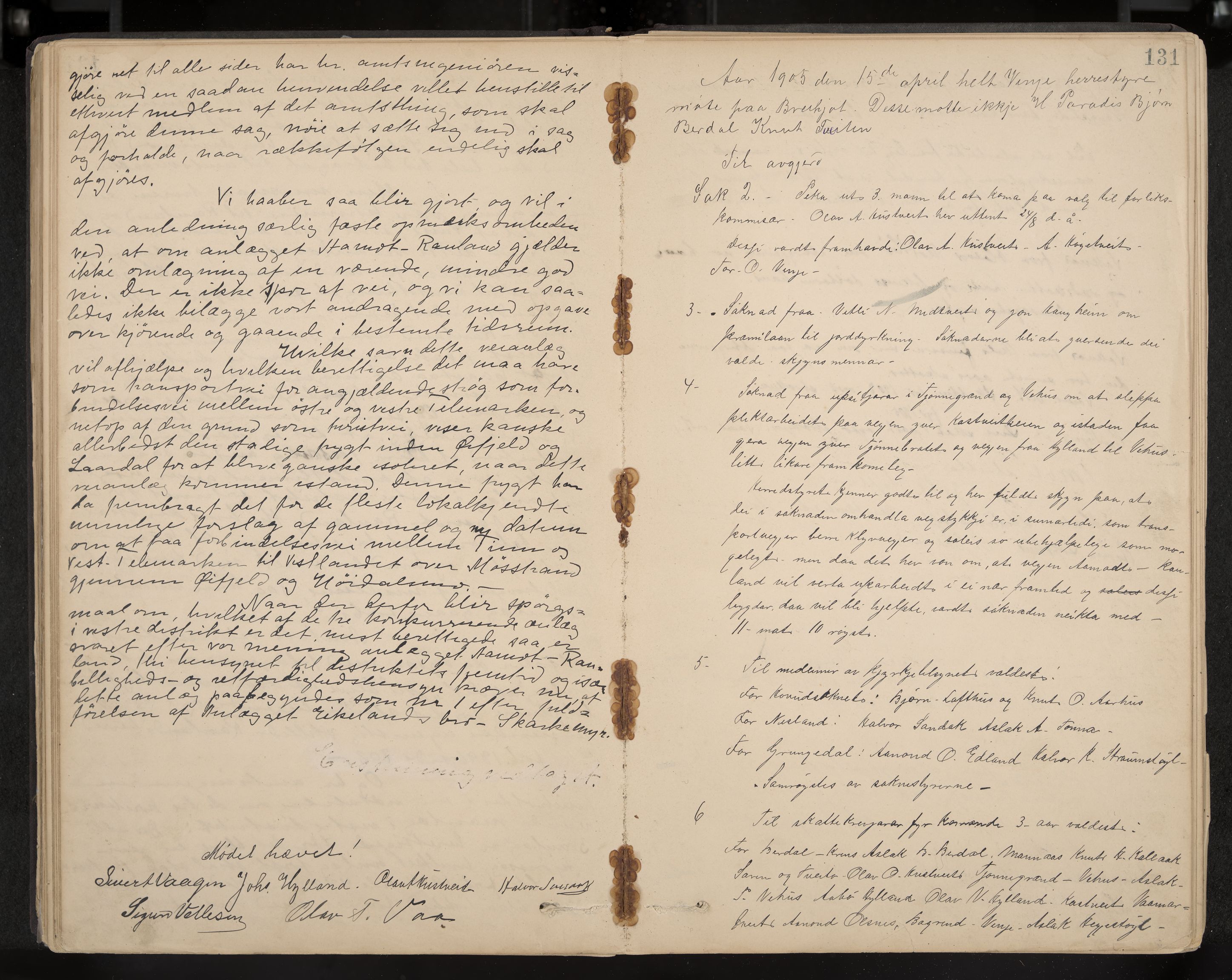 Vinje formannskap og sentraladministrasjon, IKAK/0834021-1/A/L0002: Møtebok, 1889-1913, s. 131