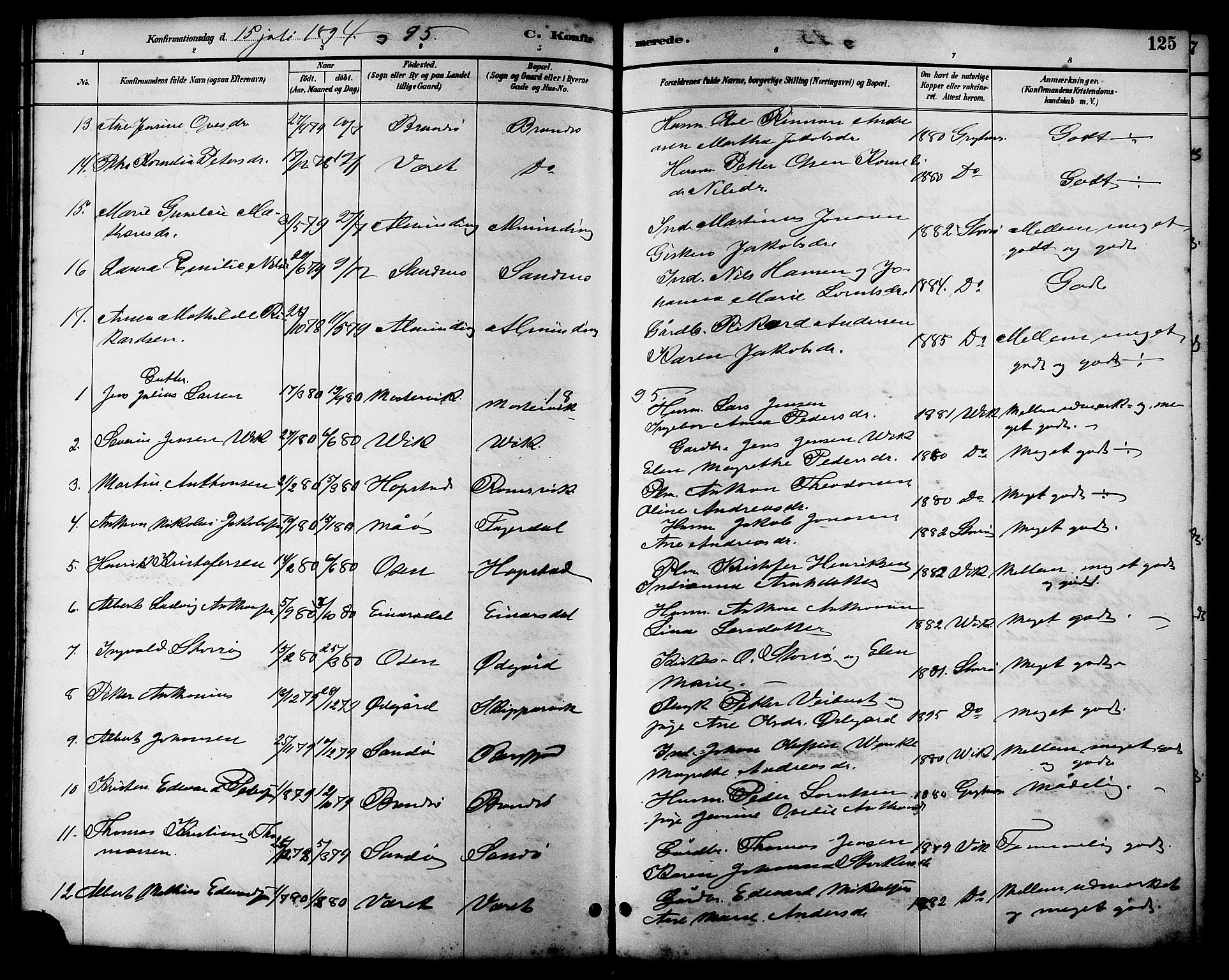 Ministerialprotokoller, klokkerbøker og fødselsregistre - Sør-Trøndelag, AV/SAT-A-1456/657/L0716: Klokkerbok nr. 657C03, 1889-1904, s. 125