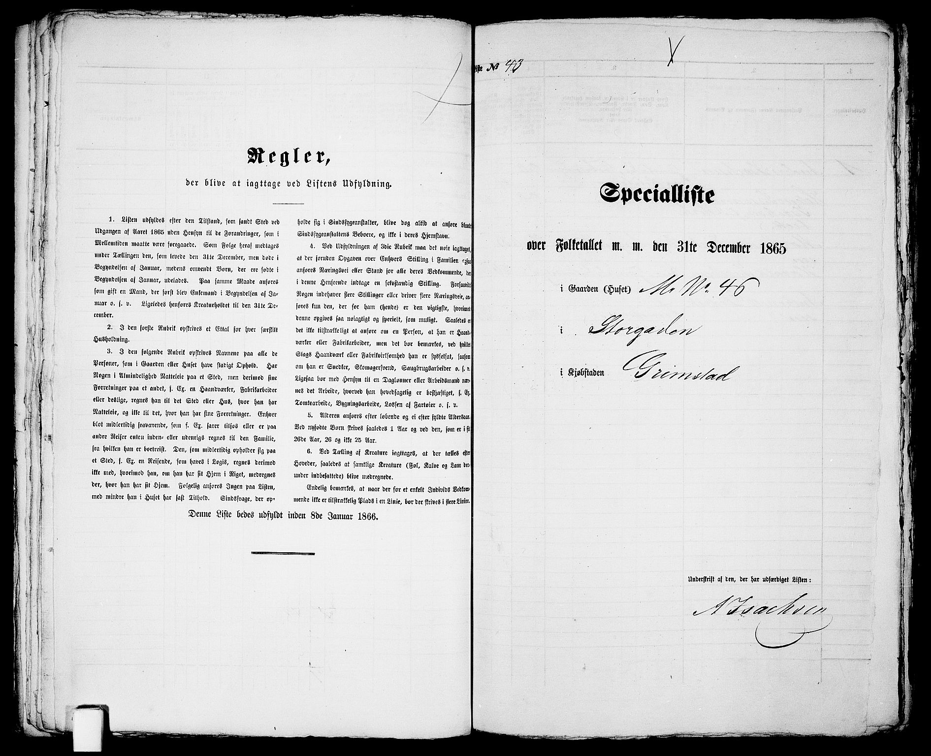 RA, Folketelling 1865 for 0904B Fjære prestegjeld, Grimstad kjøpstad, 1865, s. 92