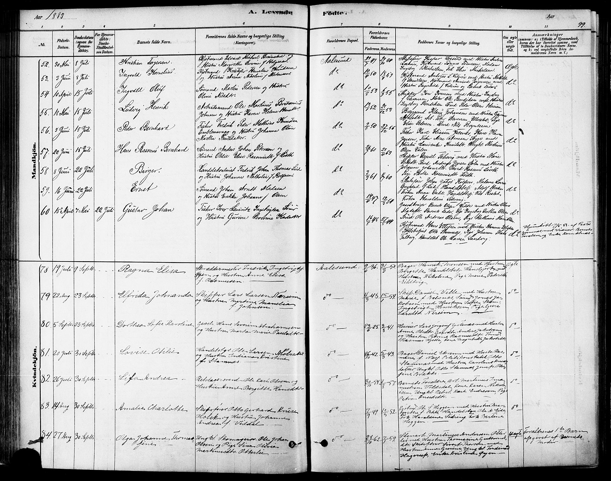Ministerialprotokoller, klokkerbøker og fødselsregistre - Møre og Romsdal, SAT/A-1454/529/L0454: Ministerialbok nr. 529A04, 1878-1885, s. 99