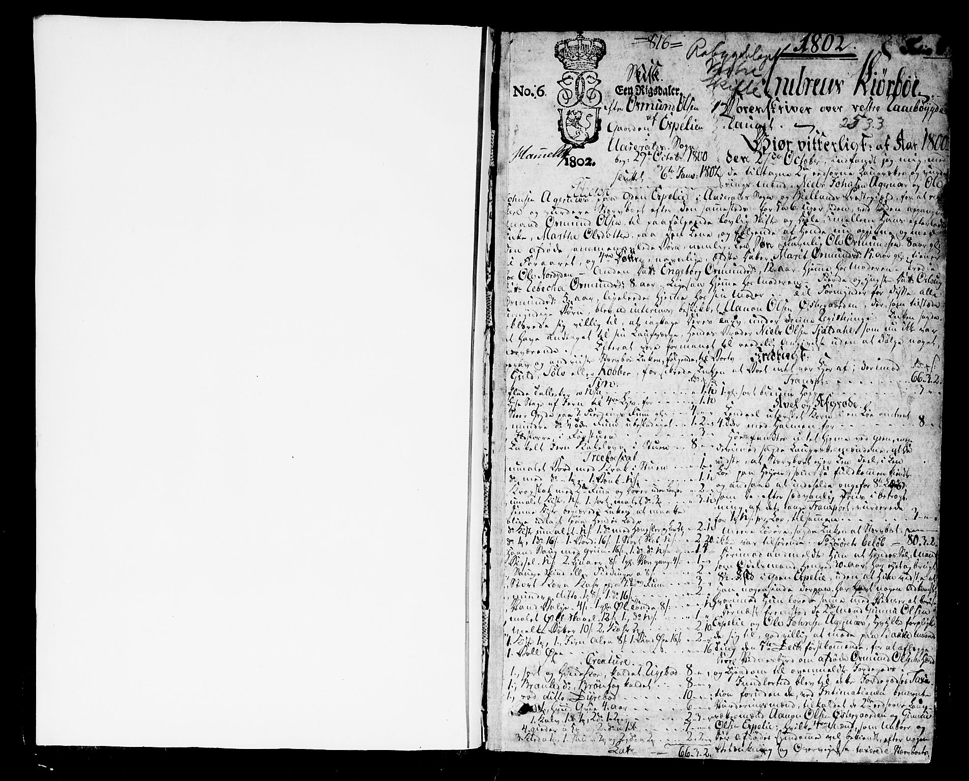 Setesdal sorenskriveri, SAK/1221-0011/H/Hc/L0013: Skifteprotokoll nr 12 med register, 1800-1807, s. 0b-1a