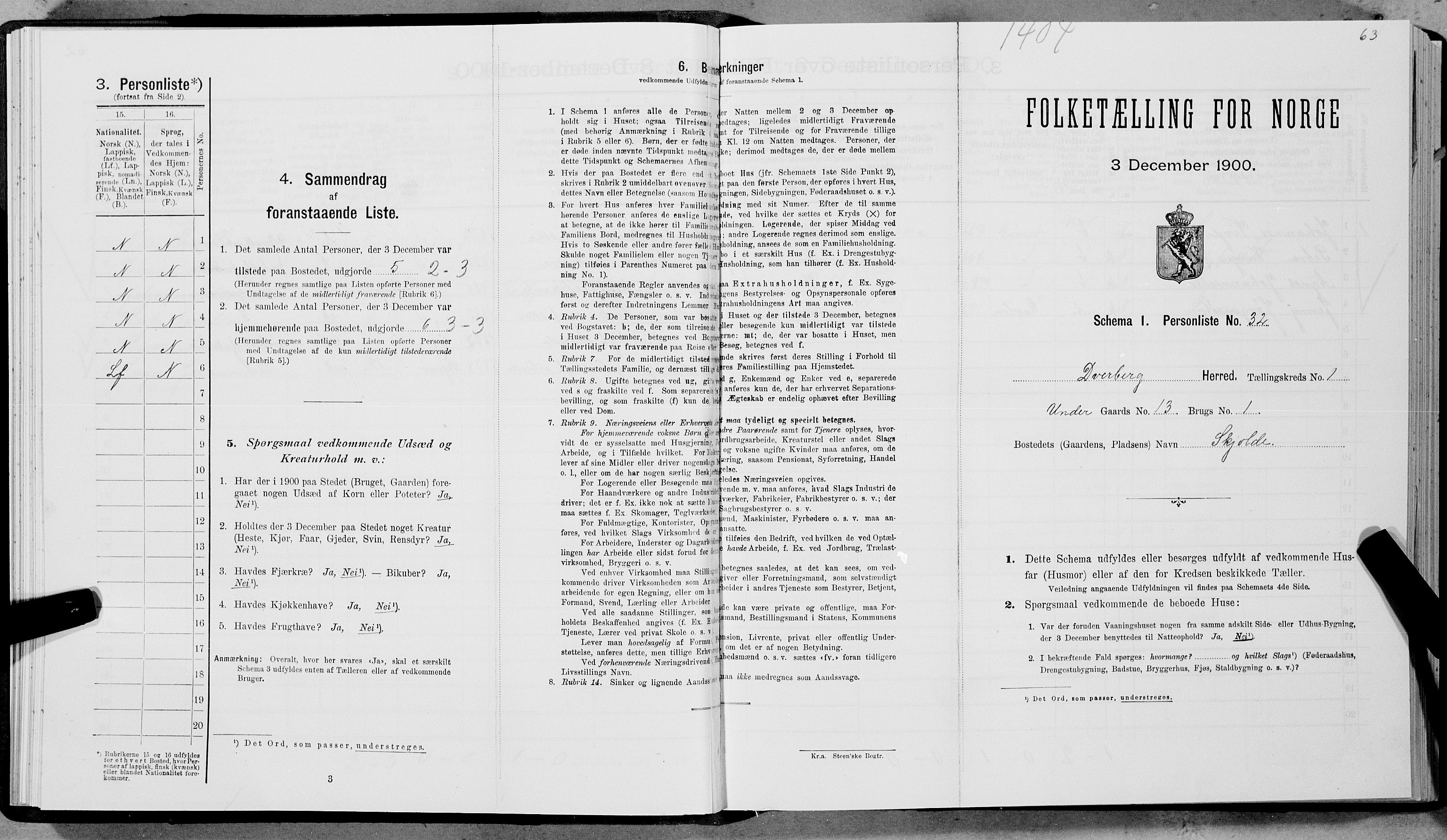 SAT, Folketelling 1900 for 1872 Dverberg herred, 1900, s. 94