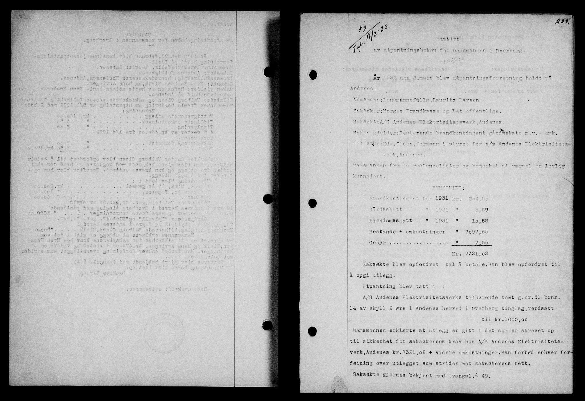 Vesterålen sorenskriveri, SAT/A-4180/1/2/2Ca/L0055: Pantebok nr. 48, 1932-1932, Tingl.dato: 17.03.1932