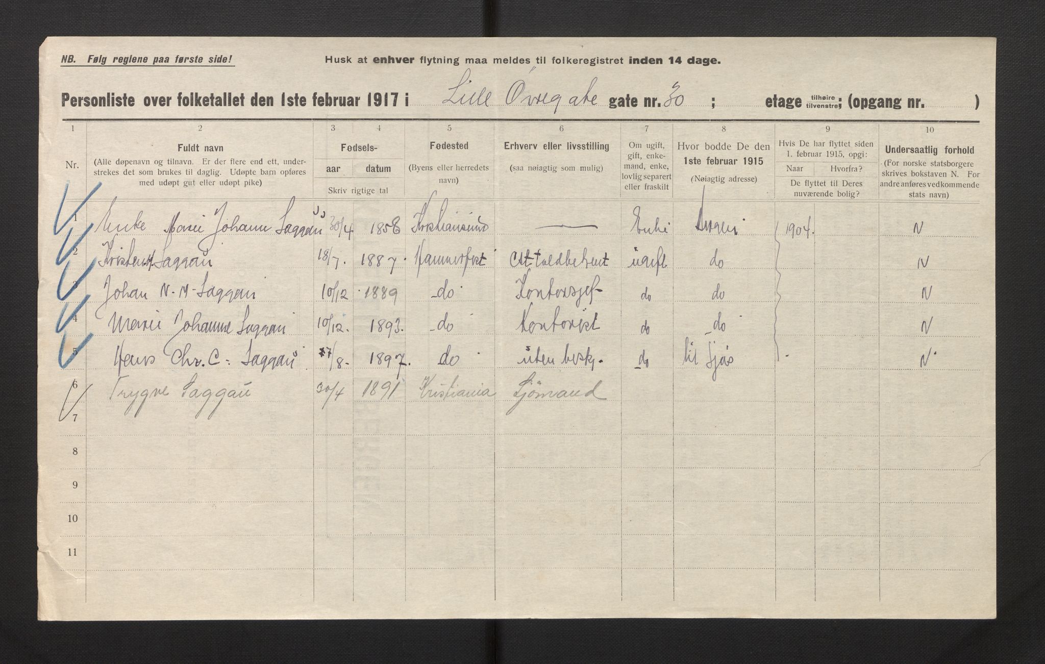 SAB, Kommunal folketelling 1917 for Bergen kjøpstad, 1917, s. 46153