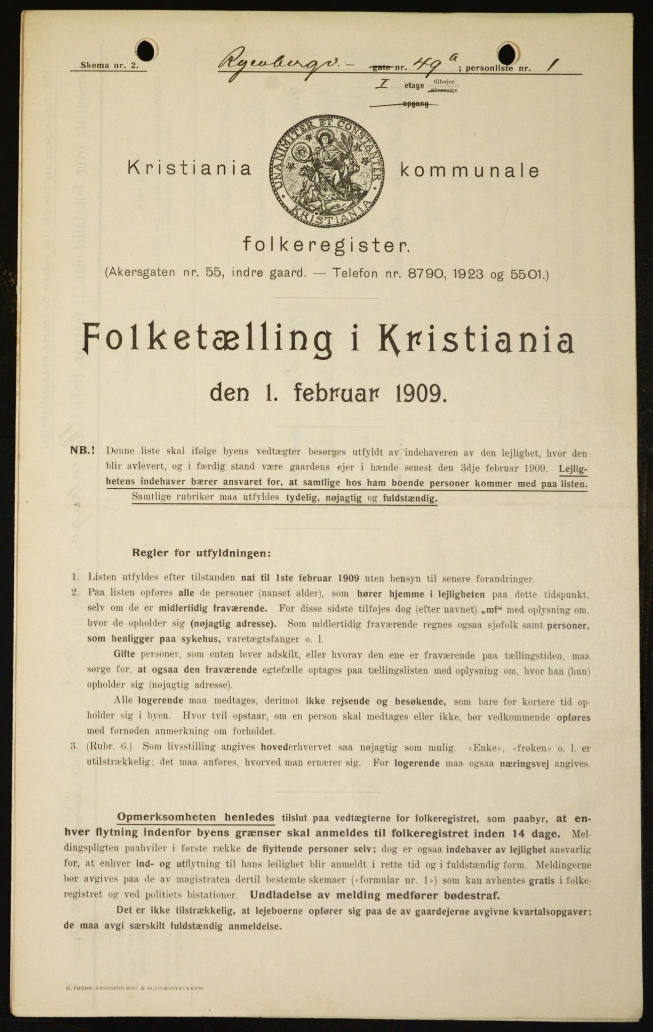 OBA, Kommunal folketelling 1.2.1909 for Kristiania kjøpstad, 1909, s. 77968