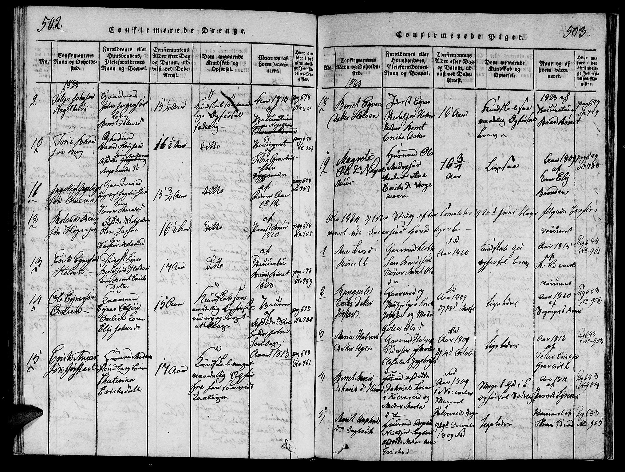 Ministerialprotokoller, klokkerbøker og fødselsregistre - Nord-Trøndelag, SAT/A-1458/749/L0479: Klokkerbok nr. 749C01, 1817-1829, s. 502-503
