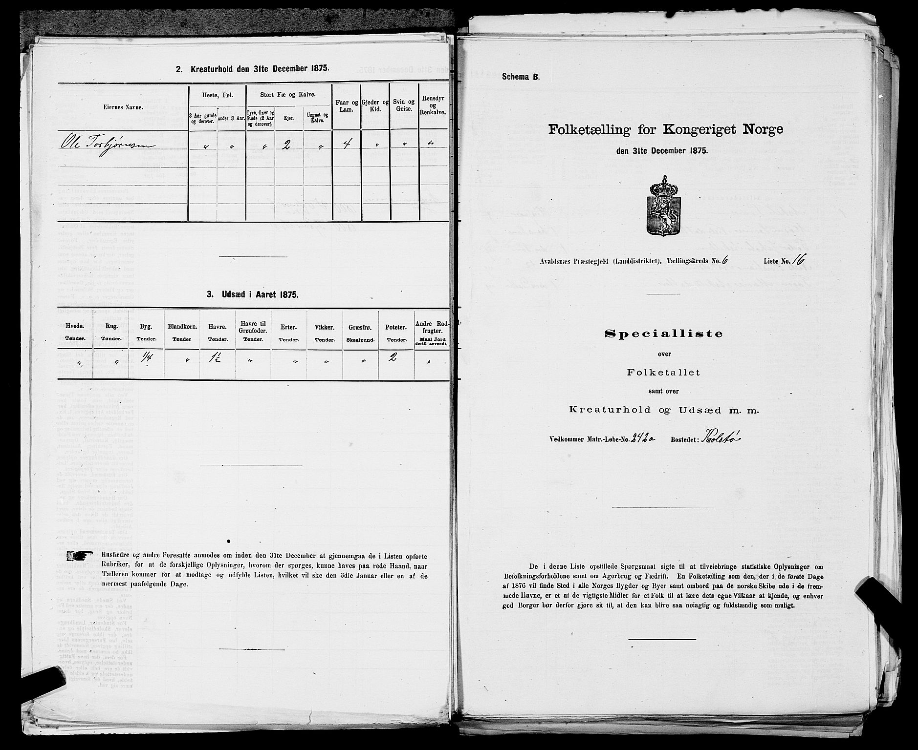 SAST, Folketelling 1875 for 1147L Avaldsnes prestegjeld, Avaldsnes sokn og Kopervik landsokn, 1875, s. 932