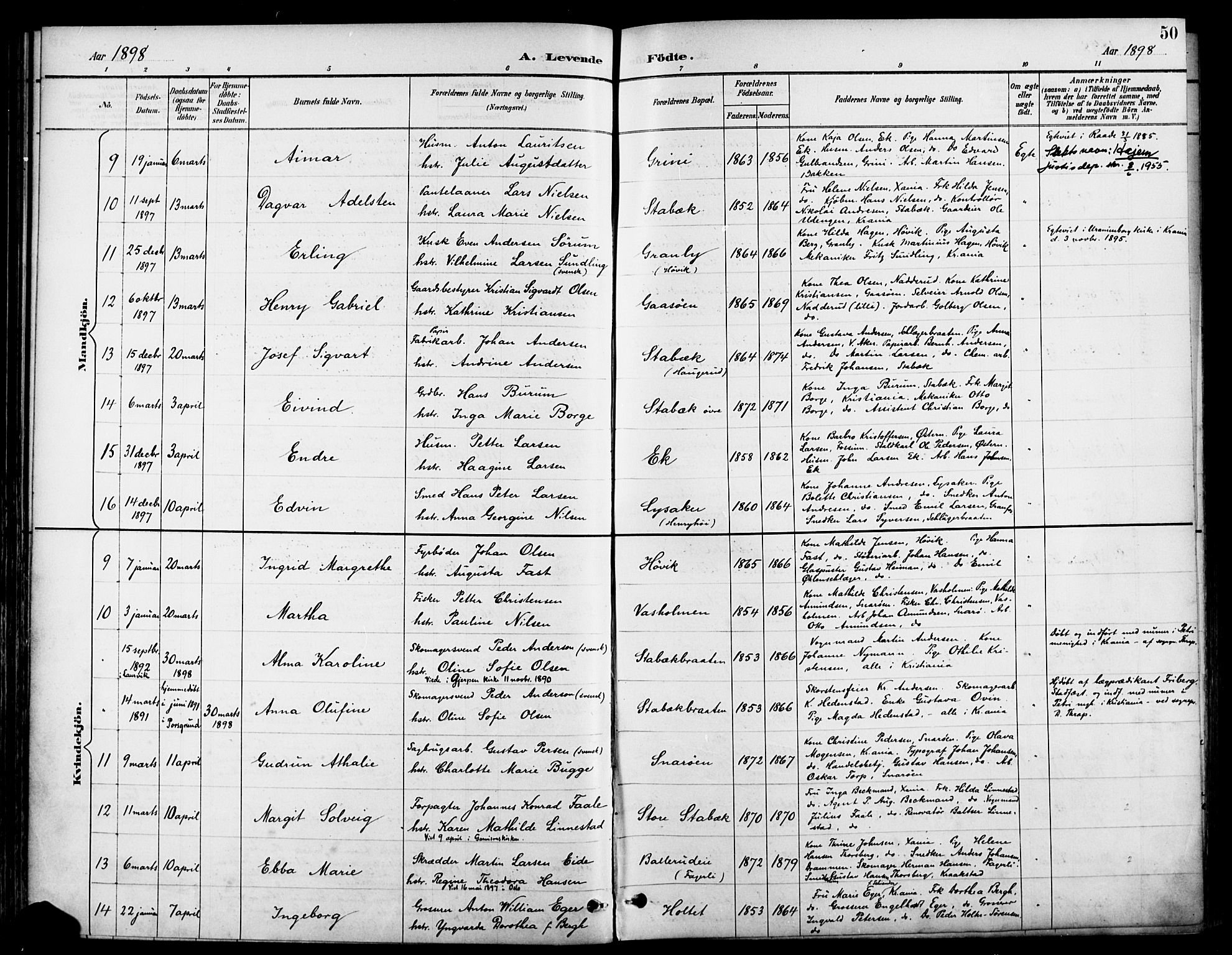 Asker prestekontor Kirkebøker, AV/SAO-A-10256a/F/Fc/L0003: Ministerialbok nr. III 3, 1892-1904, s. 50