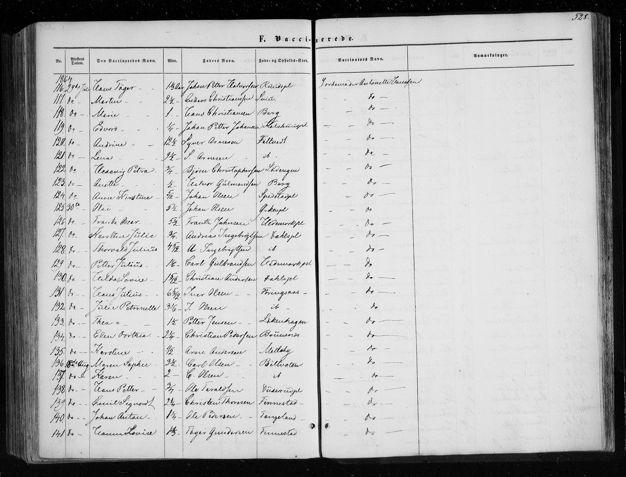 Eidsberg prestekontor Kirkebøker, AV/SAO-A-10905/F/Fa/L0010.b: Ministerialbok nr. I 10B, 1857-1866, s. 528
