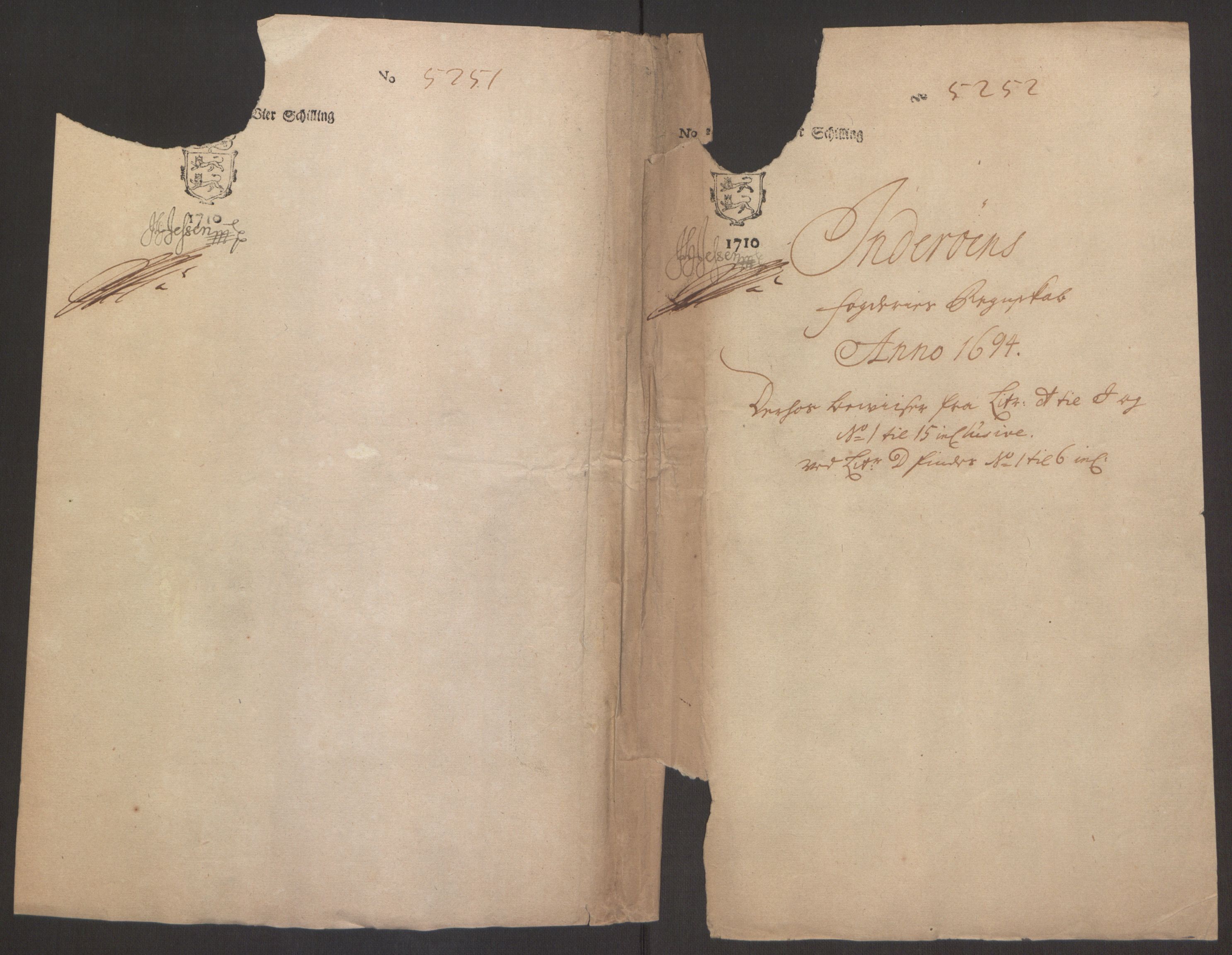 Rentekammeret inntil 1814, Reviderte regnskaper, Fogderegnskap, RA/EA-4092/R63/L4308: Fogderegnskap Inderøy, 1692-1694, s. 522