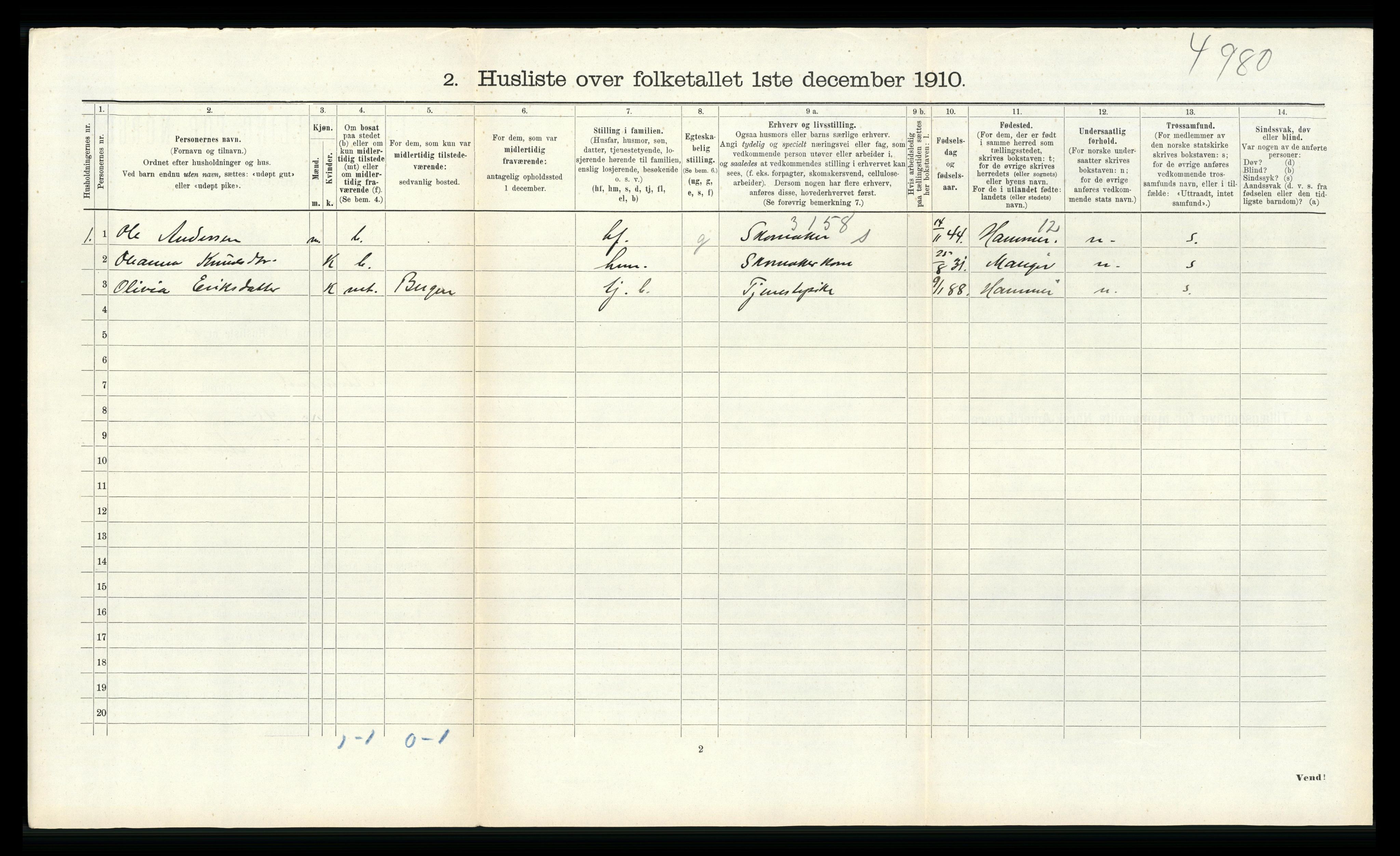 RA, Folketelling 1910 for 1257 Alversund herred, 1910, s. 599