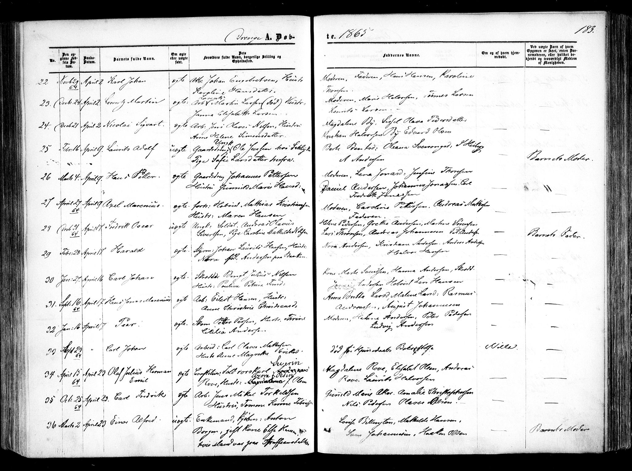 Halden prestekontor Kirkebøker, AV/SAO-A-10909/F/Fa/L0007: Ministerialbok nr. I 7, 1857-1865, s. 183