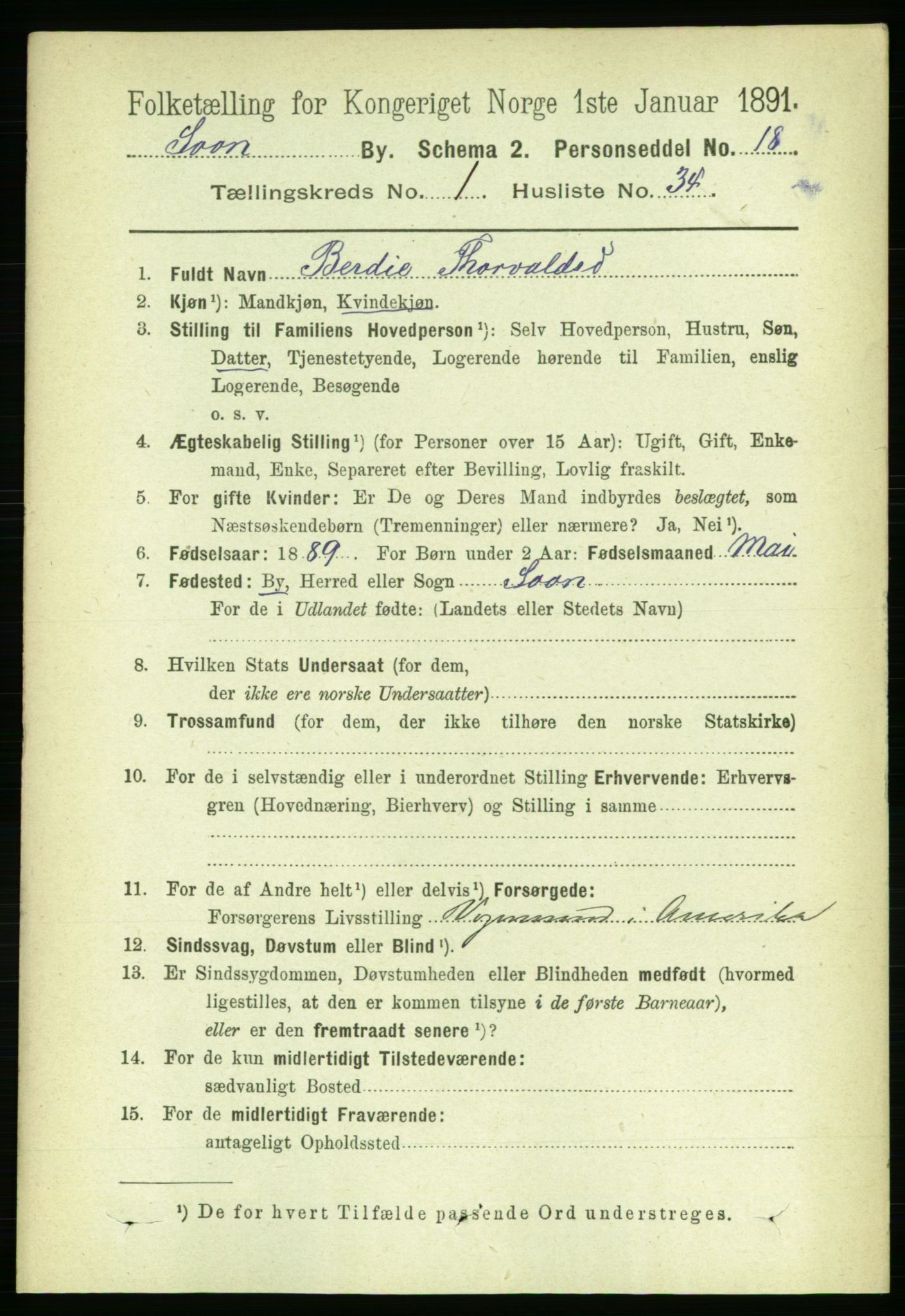 RA, Folketelling 1891 for 0201 Son ladested, 1891, s. 320
