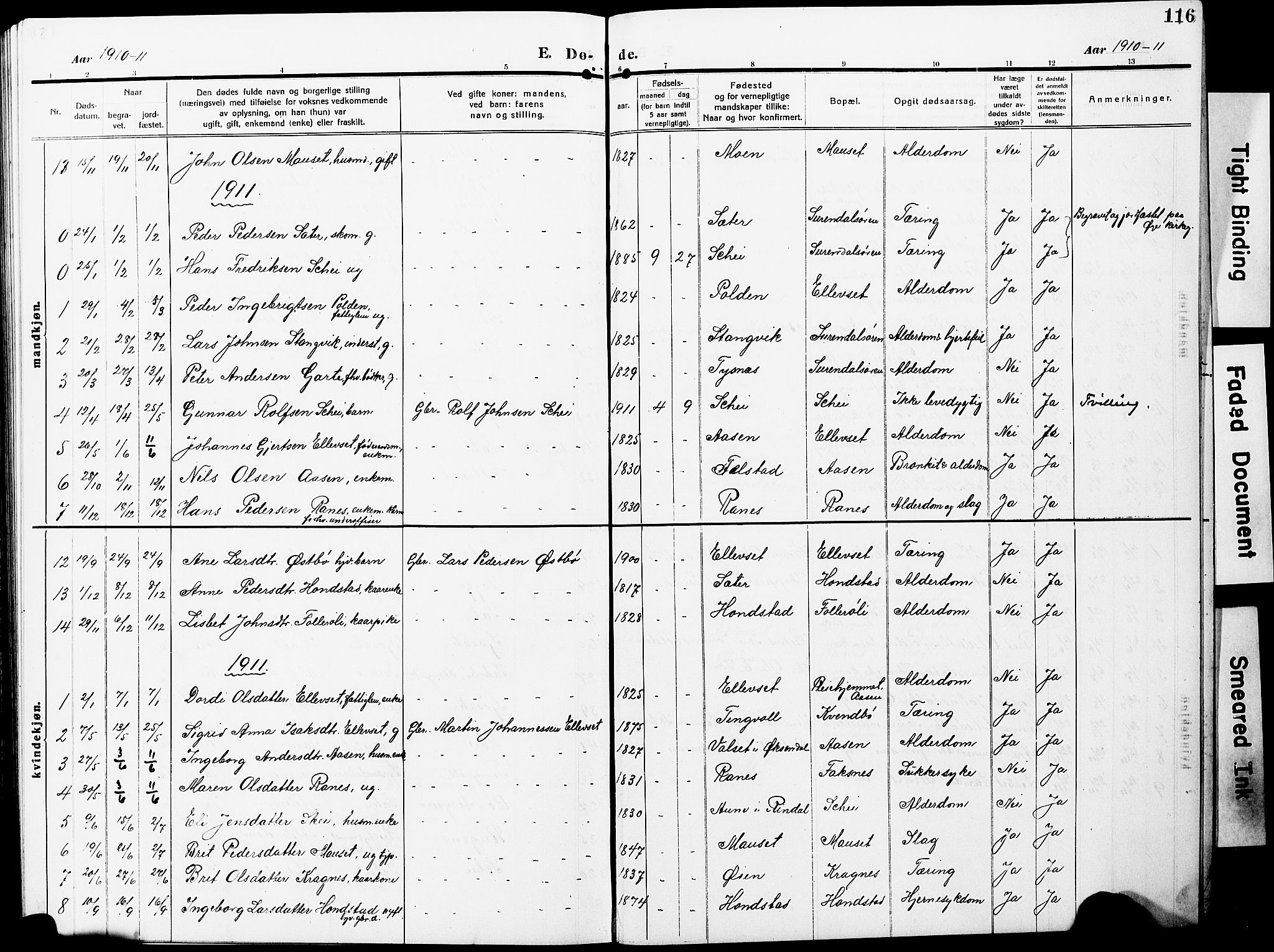 Ministerialprotokoller, klokkerbøker og fødselsregistre - Møre og Romsdal, SAT/A-1454/596/L1059: Klokkerbok nr. 596C02, 1908-1922, s. 116