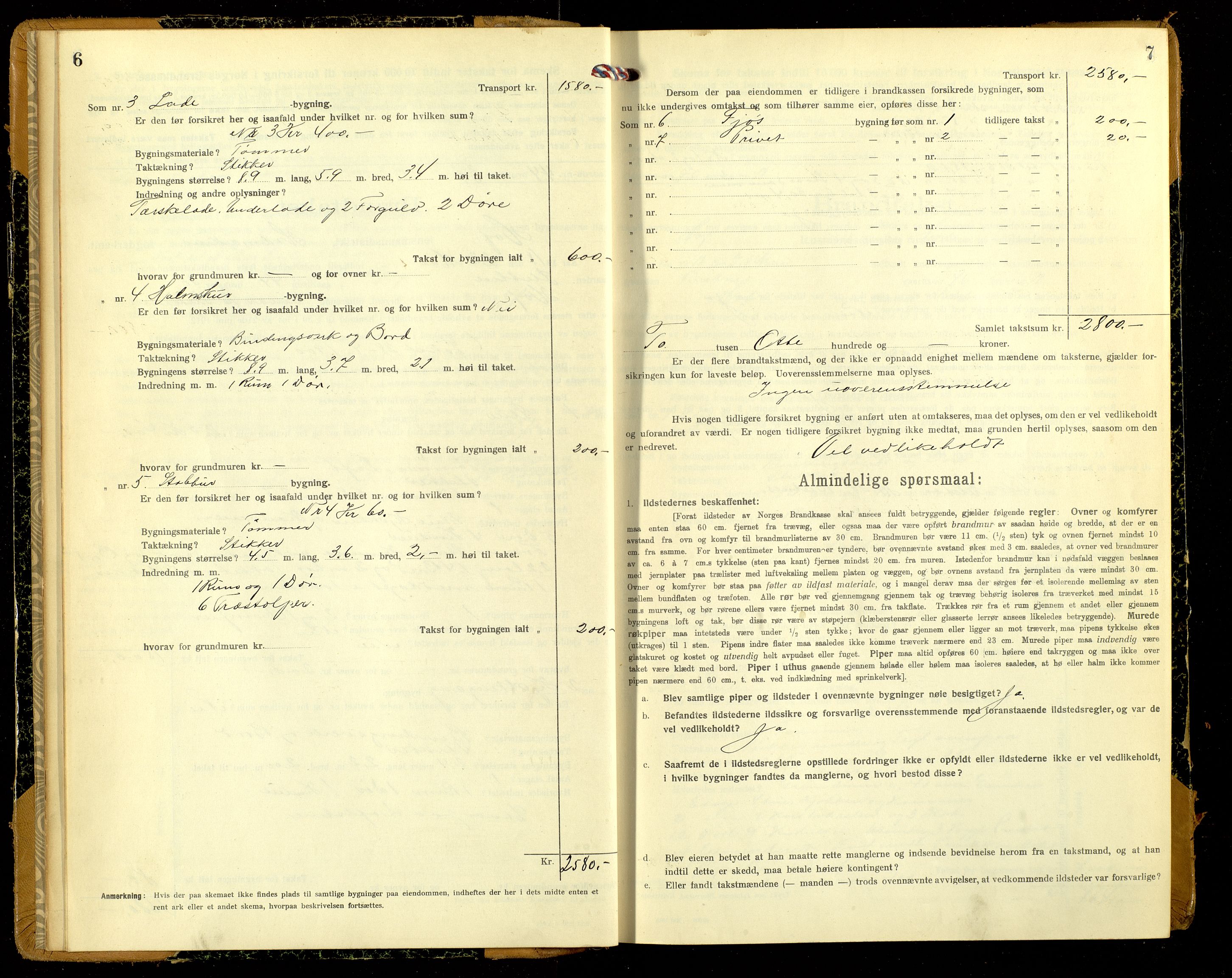 Norges Brannkasse, Hof, AV/SAH-NBRANH-017/F/L0010: Branntakstprotokoll, 1918-1920