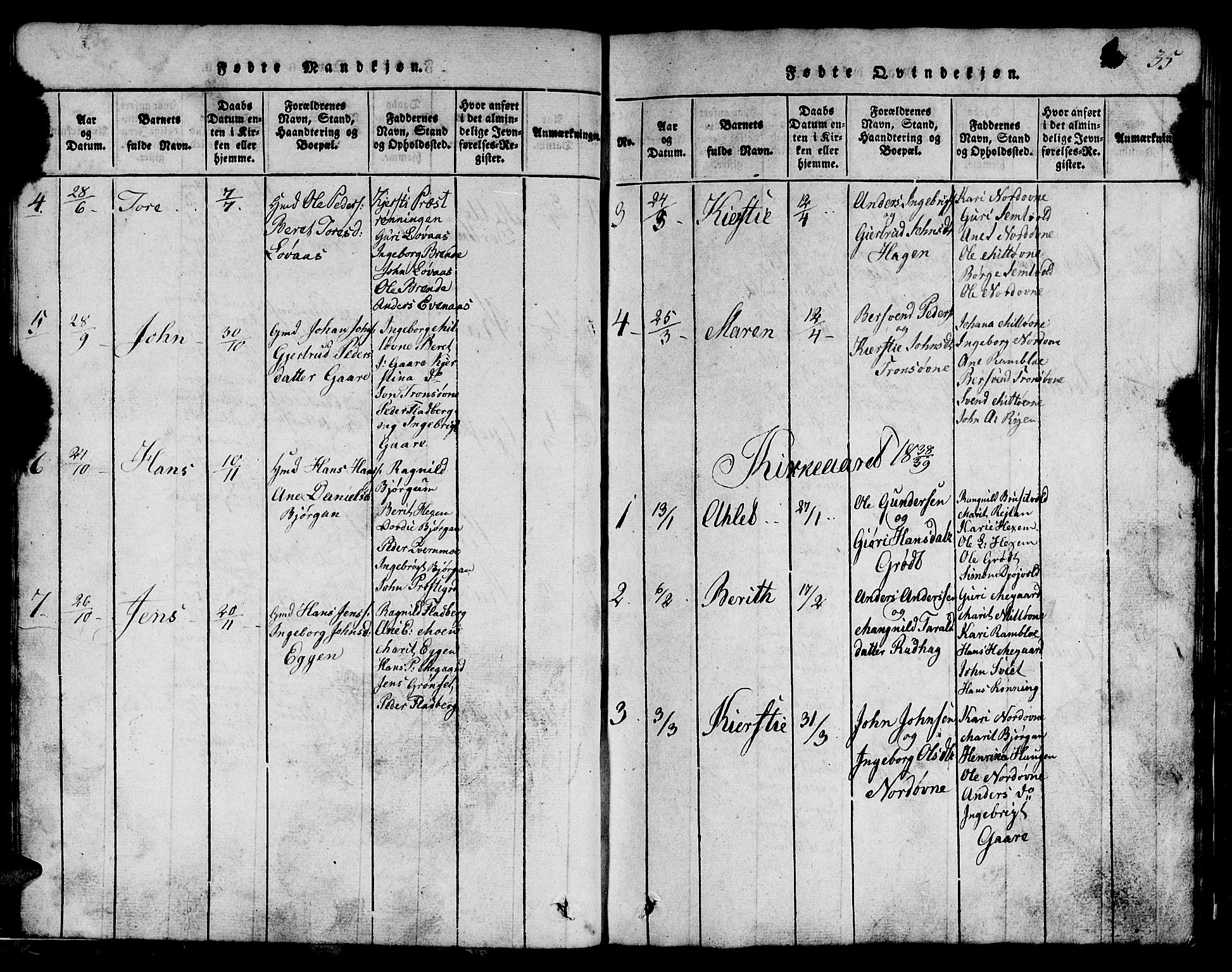 Ministerialprotokoller, klokkerbøker og fødselsregistre - Sør-Trøndelag, SAT/A-1456/685/L0976: Klokkerbok nr. 685C01, 1817-1878, s. 35