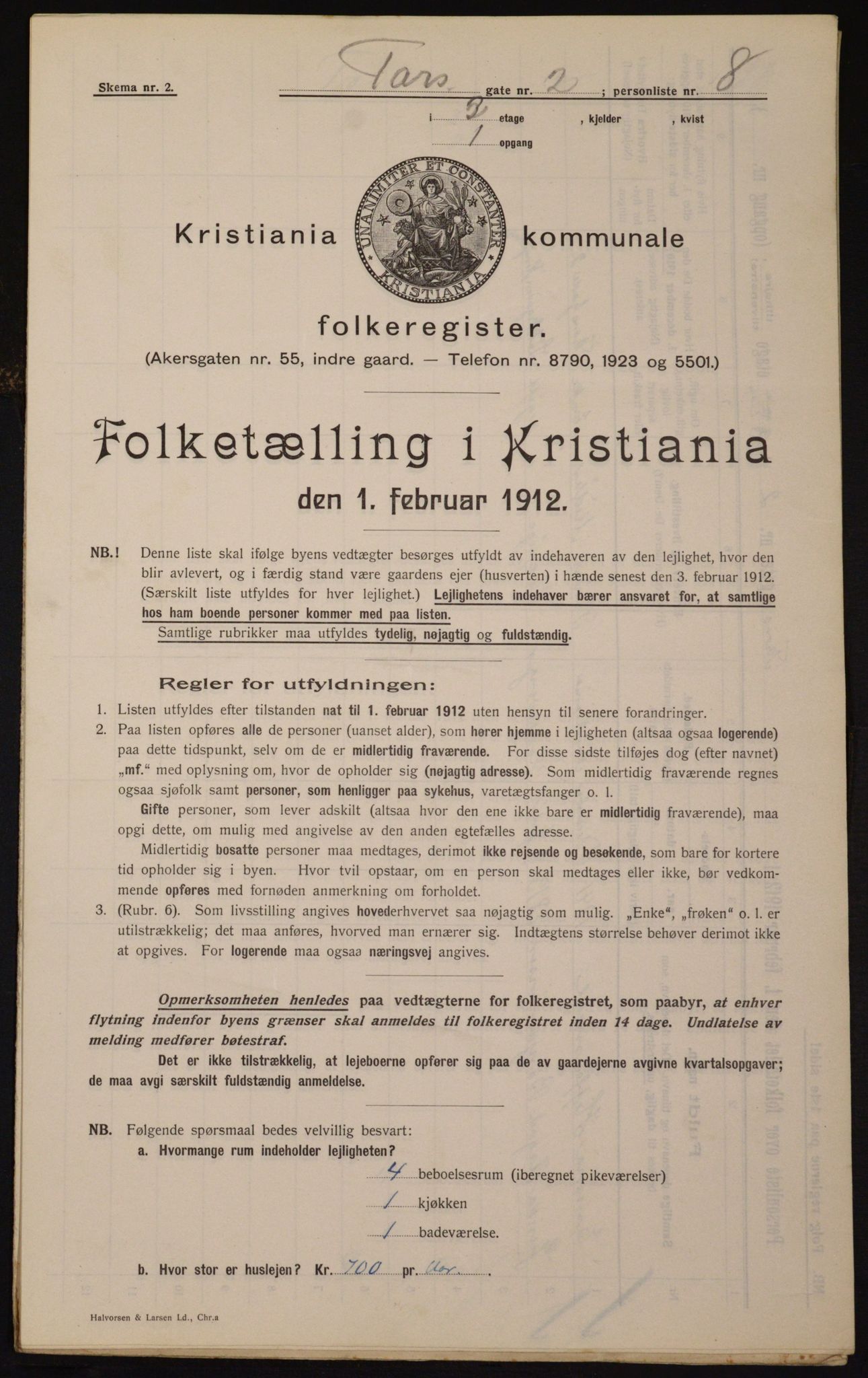 OBA, Kommunal folketelling 1.2.1912 for Kristiania, 1912, s. 114323