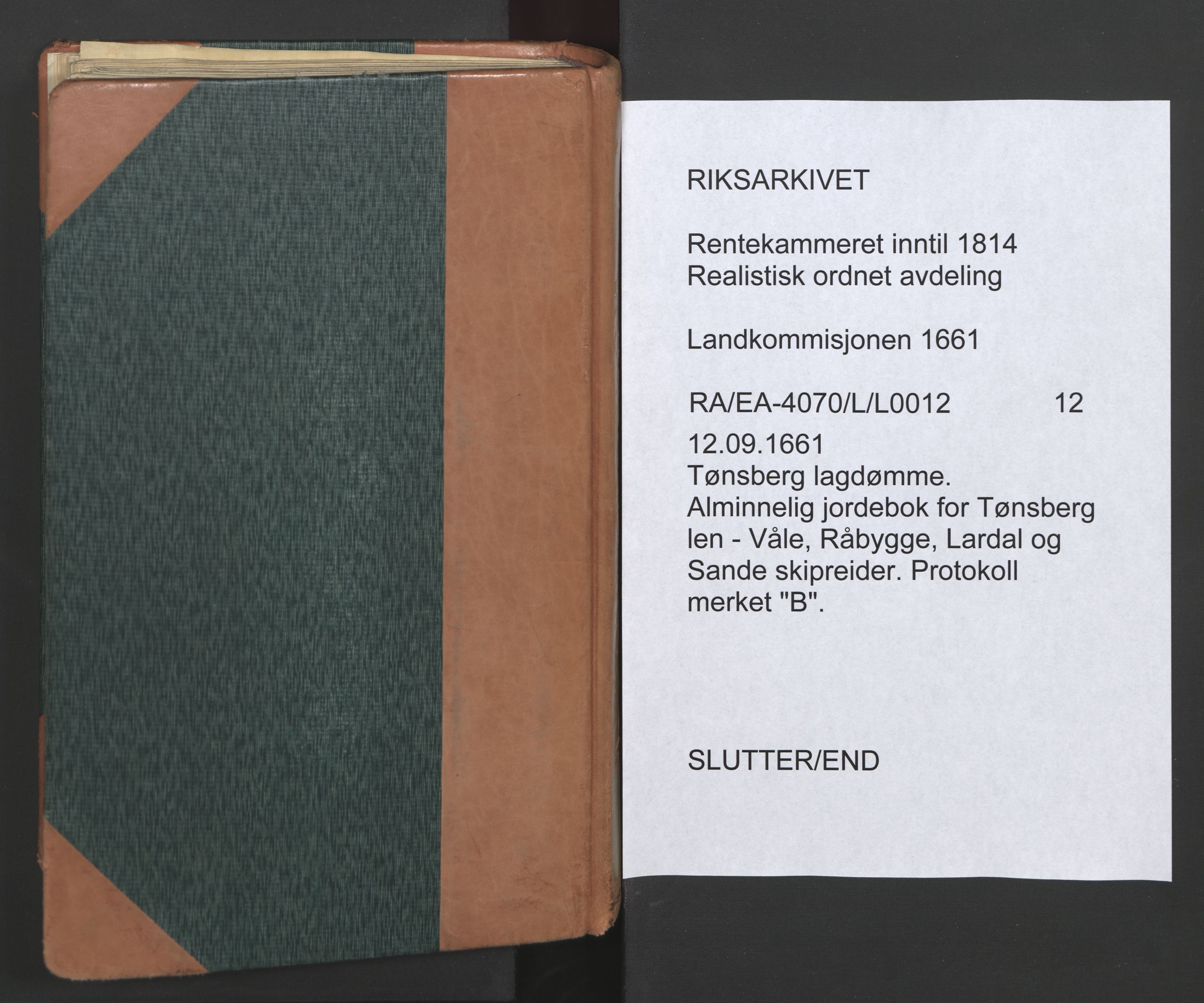 Rentekammeret inntil 1814, Realistisk ordnet avdeling, AV/RA-EA-4070/L/L0012: Tønsberg lagdømme. Alminnelig jordebok for Tønsberg len - Våle, Råbygge, Lardal og Sande skipreider., 1661