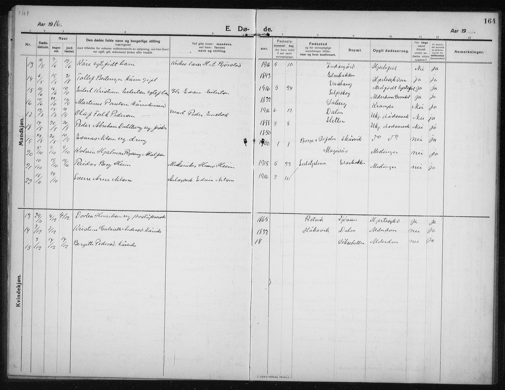 Salangen sokneprestembete, SATØ/S-1324/H/Ha/L0005klokker: Klokkerbok nr. 5, 1918-1937, s. 164