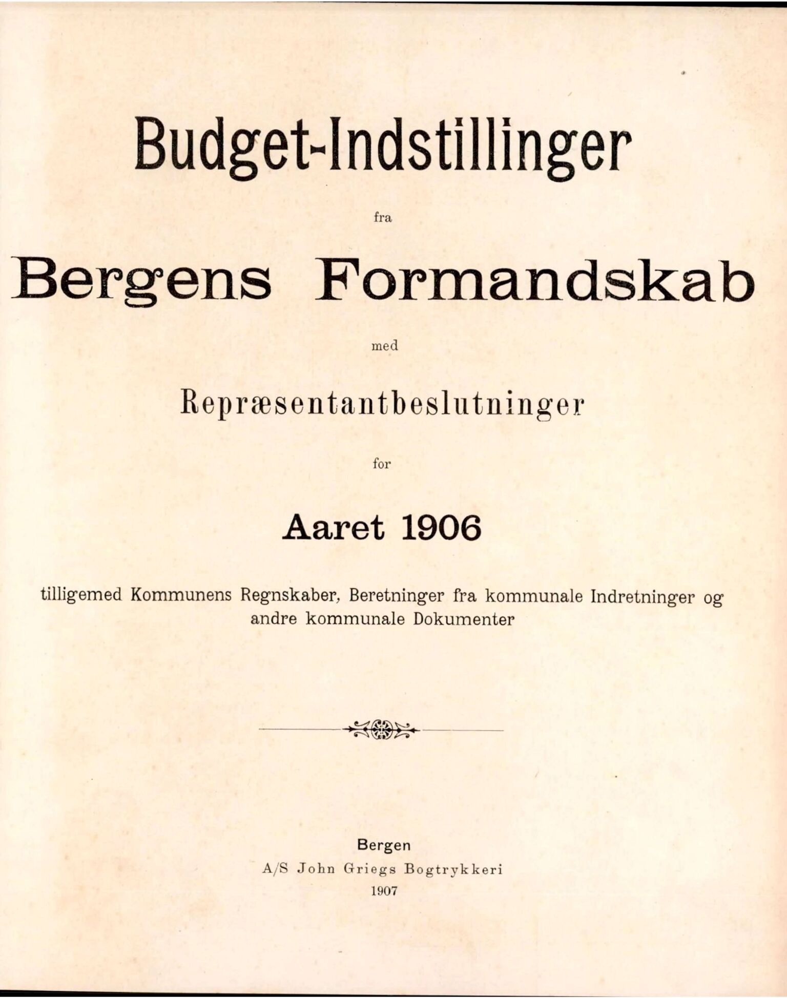 Bergen kommune. Formannskapet, BBA/A-0003/Ad/L0075: Bergens Kommuneforhandlinger, bind II, 1906