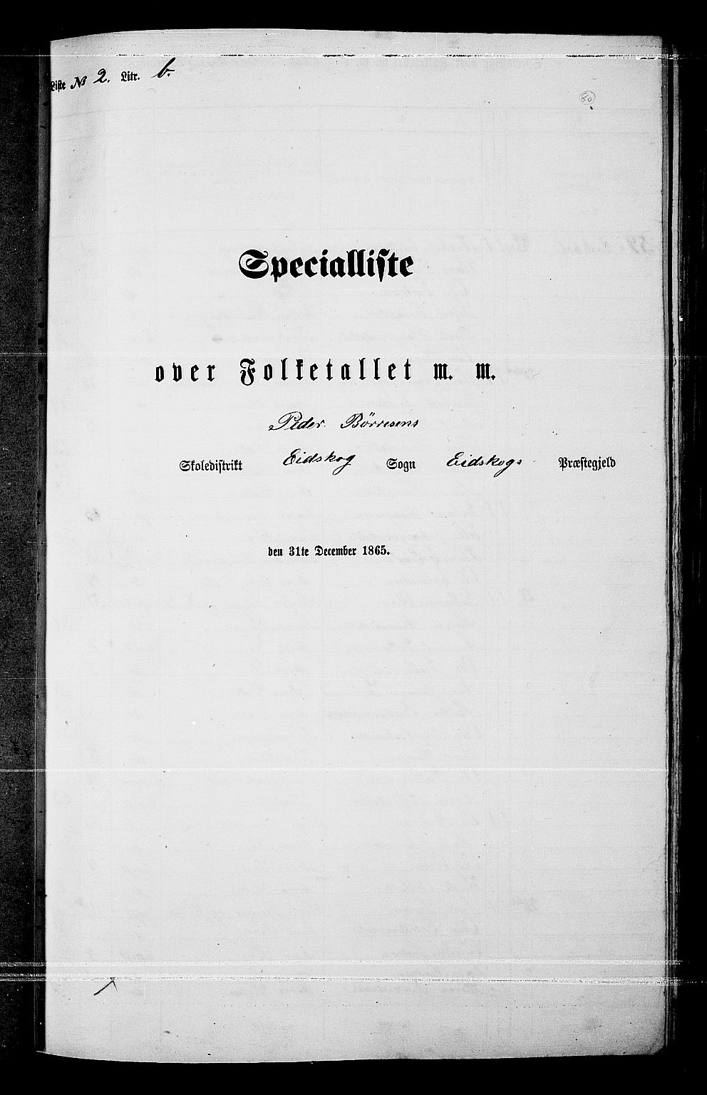 RA, Folketelling 1865 for 0420P Eidskog prestegjeld, 1865, s. 70