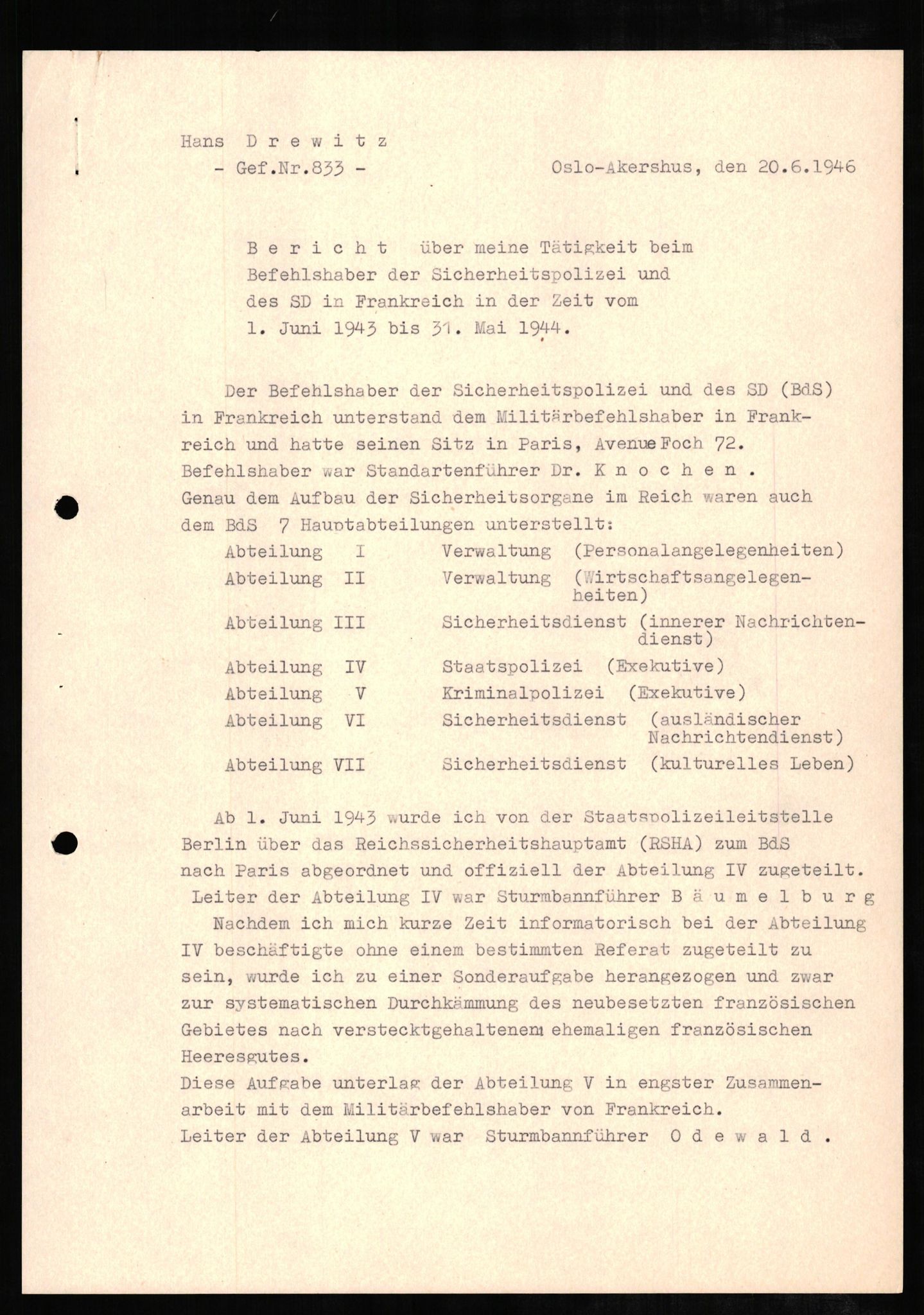 Forsvaret, Forsvarets overkommando II, RA/RAFA-3915/D/Db/L0006: CI Questionaires. Tyske okkupasjonsstyrker i Norge. Tyskere., 1945-1946, s. 244