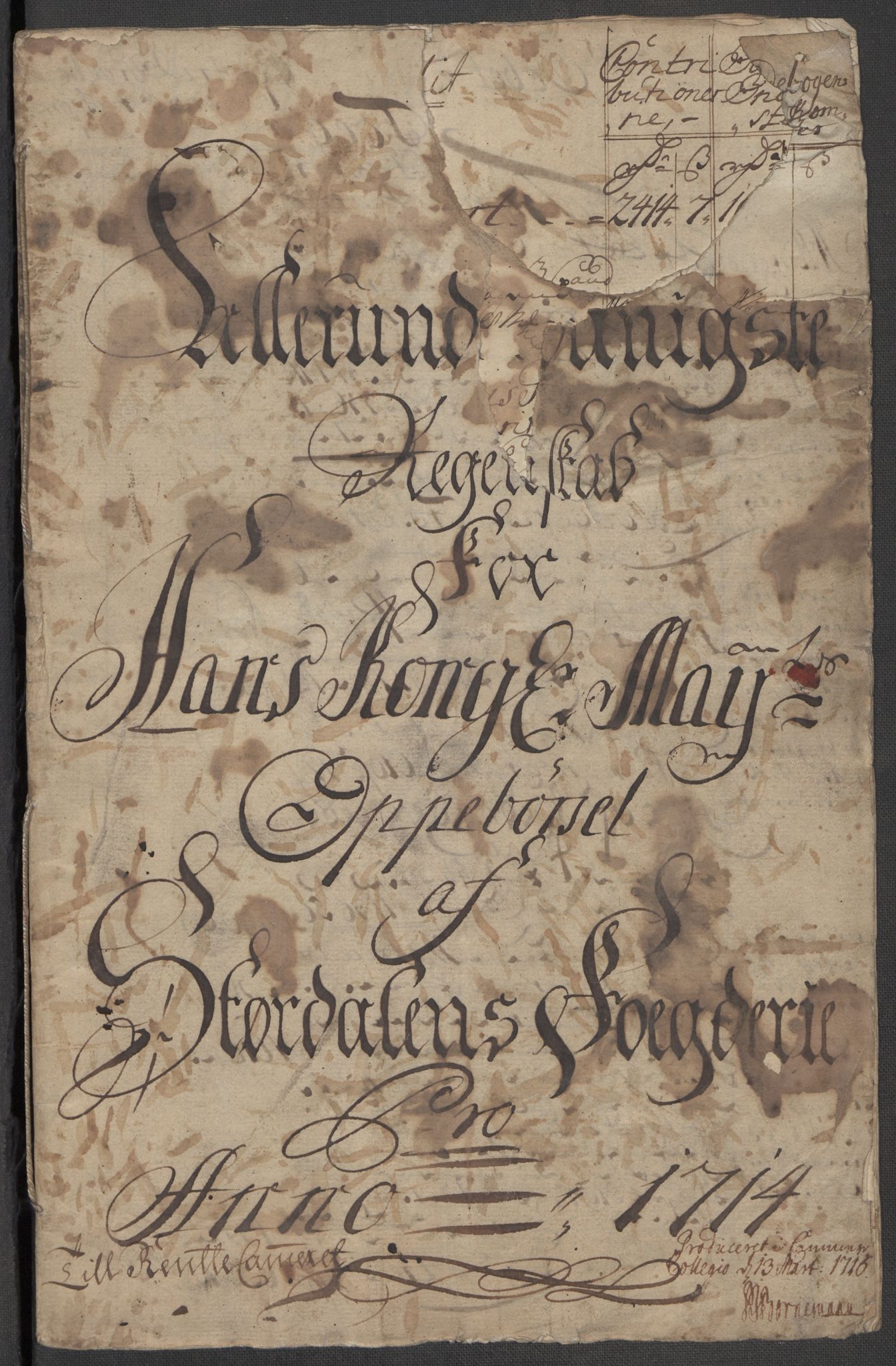 Rentekammeret inntil 1814, Reviderte regnskaper, Fogderegnskap, AV/RA-EA-4092/R62/L4204: Fogderegnskap Stjørdal og Verdal, 1714, s. 5