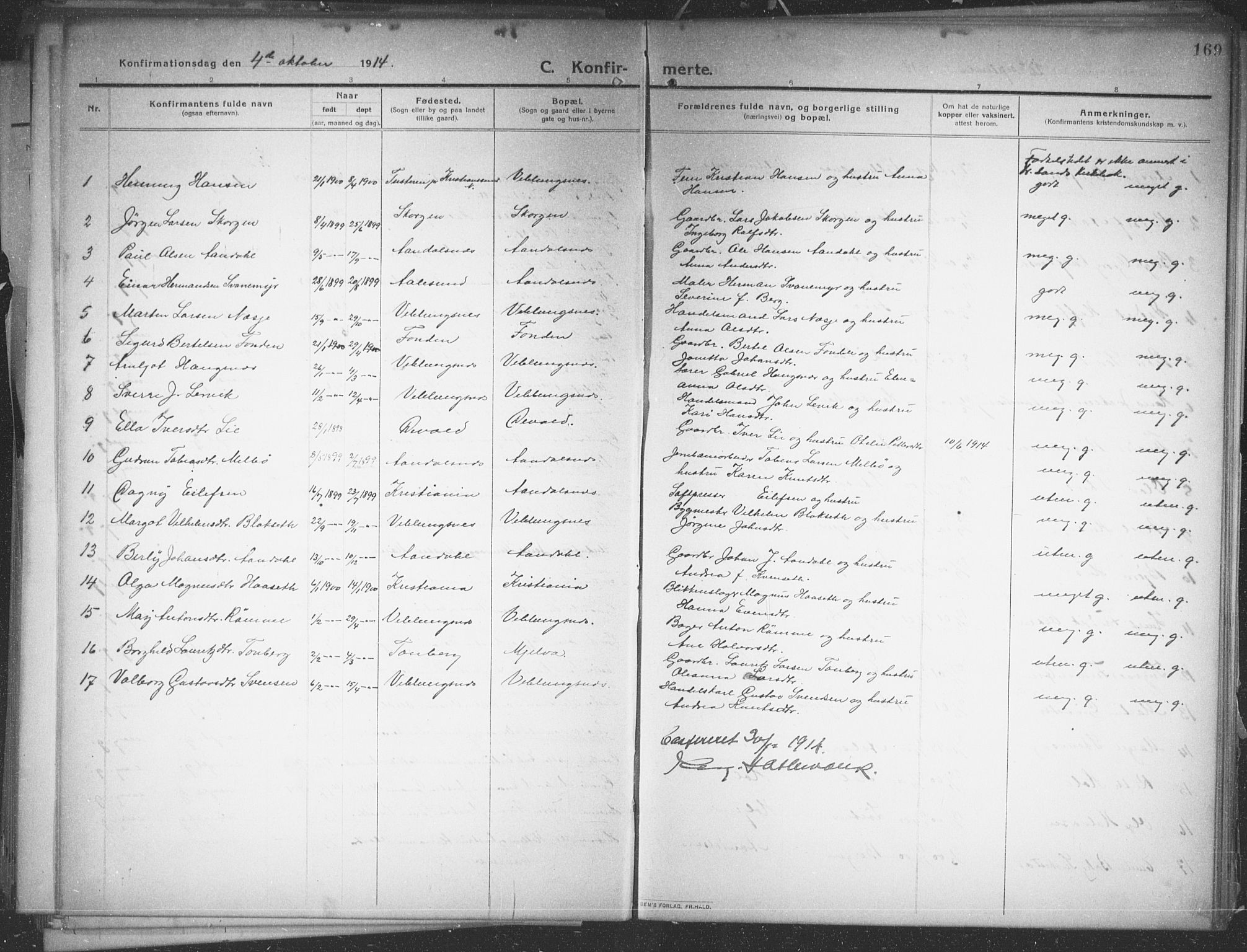 Ministerialprotokoller, klokkerbøker og fødselsregistre - Møre og Romsdal, AV/SAT-A-1454/544/L0581: Klokkerbok nr. 544C03, 1910-1937, s. 169