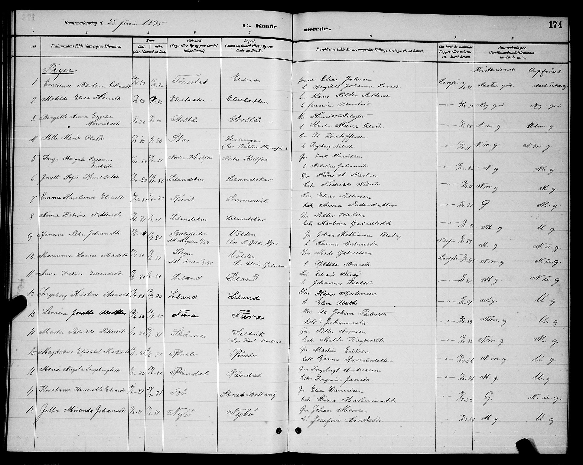 Ministerialprotokoller, klokkerbøker og fødselsregistre - Nordland, AV/SAT-A-1459/863/L0914: Klokkerbok nr. 863C04, 1886-1897, s. 174