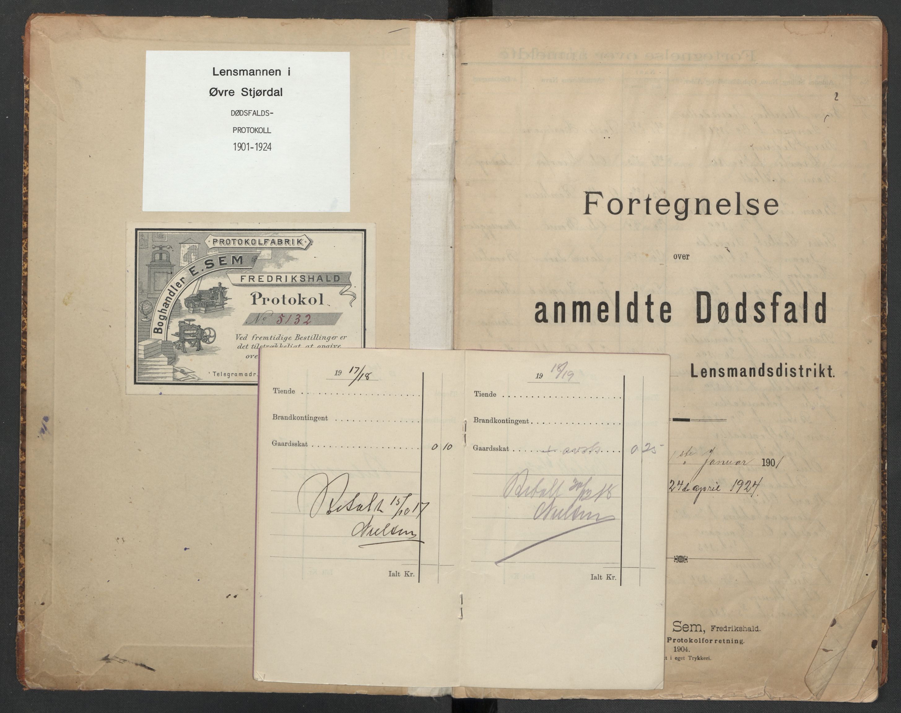 Øvre Stjørdal lensmannskontor, AV/SAT-A-1819/1/02/L0003: 2.01.03 Dødsfallsprotokoll, 1901-1924